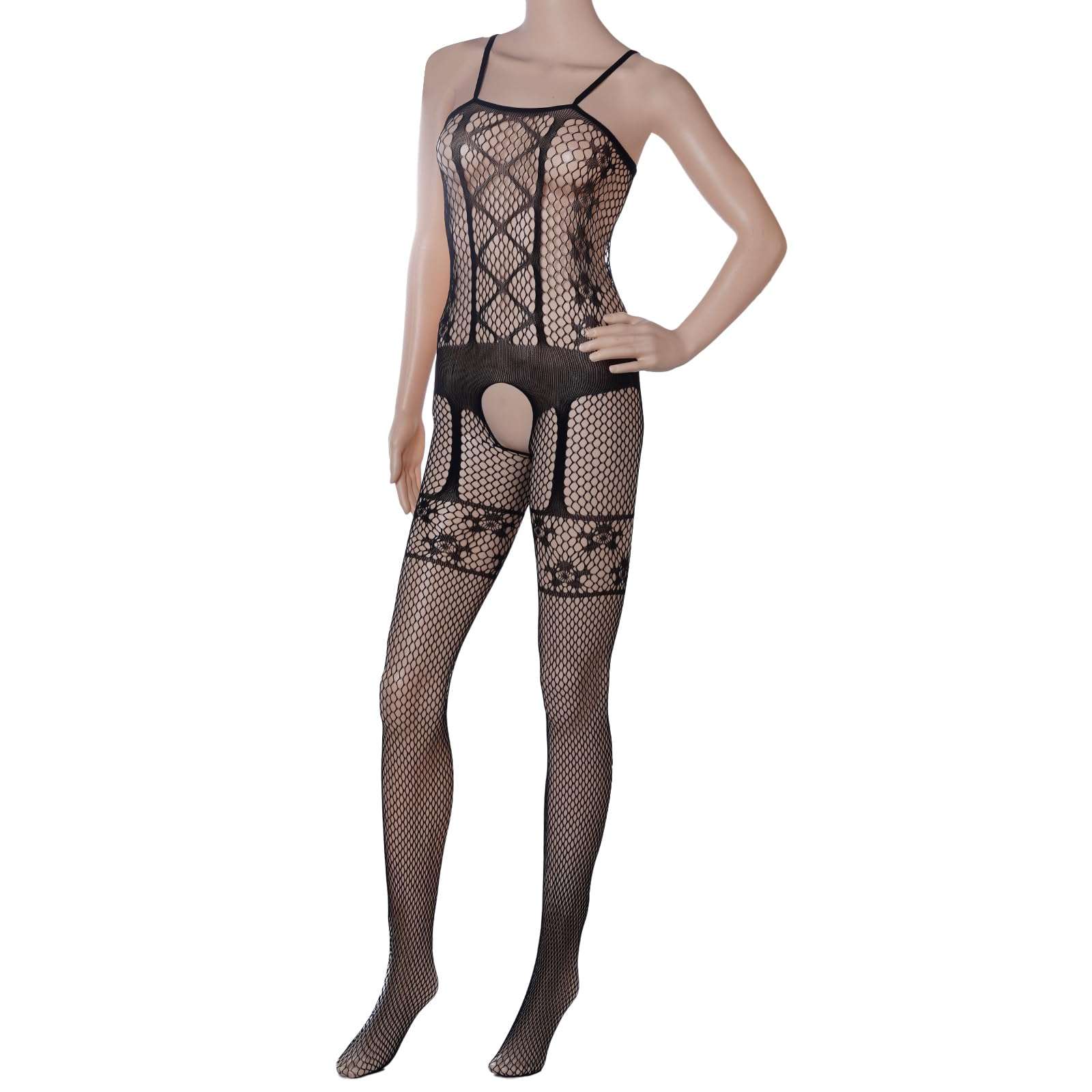 Fengek 3 Packs Women Fishnet Bodysuits, Stockings Sleepwear Lingerie for Couple Dating Nightwear, Black - Image 4