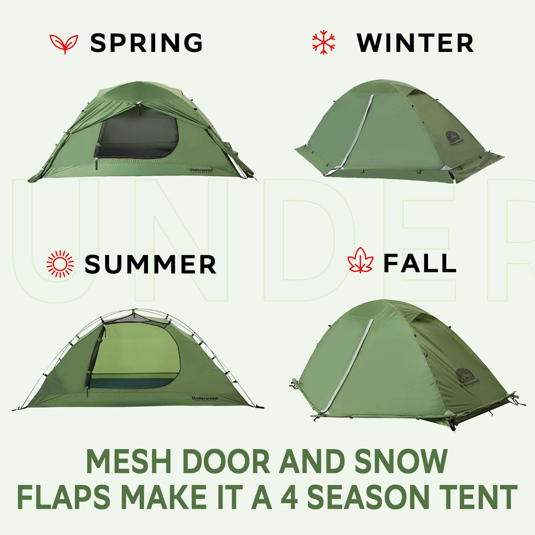 1/2 Person Backpacking Tent for 4-Season - Winter Waterproof Tent for One Person, Lightweight Camping Gear for Backpacking, Easy Set Up Cold Weather Essentials by Underwood Aggregator - Image 2