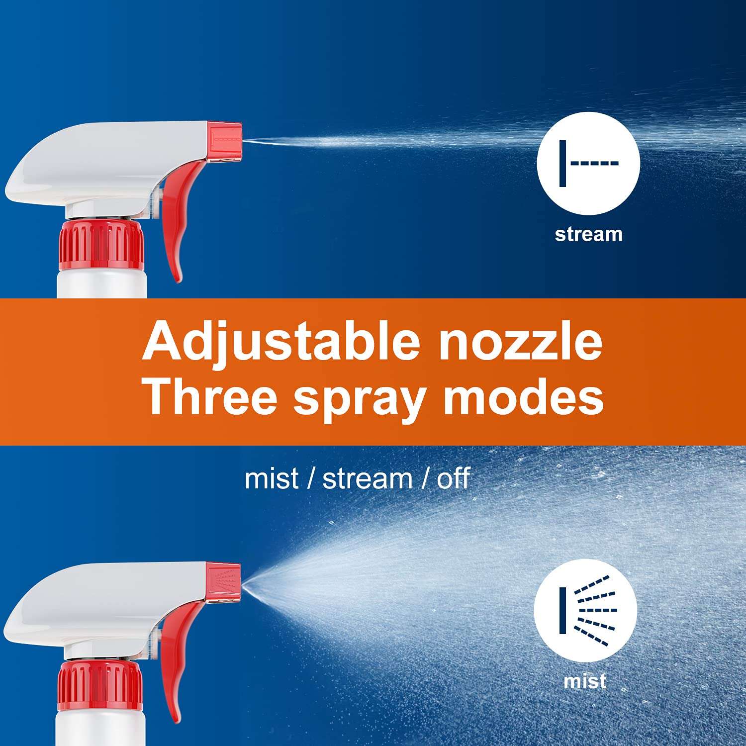 Veco Spray Bottle (5 Pack,16 Oz) with Measurements and Adjustable Nozzle(Mist & Stream Mode), HDPE Plastic Spray Bottles for Cleaning Solution, Household/Commercial/Industrial Use, No Leak and Clog - Image 2