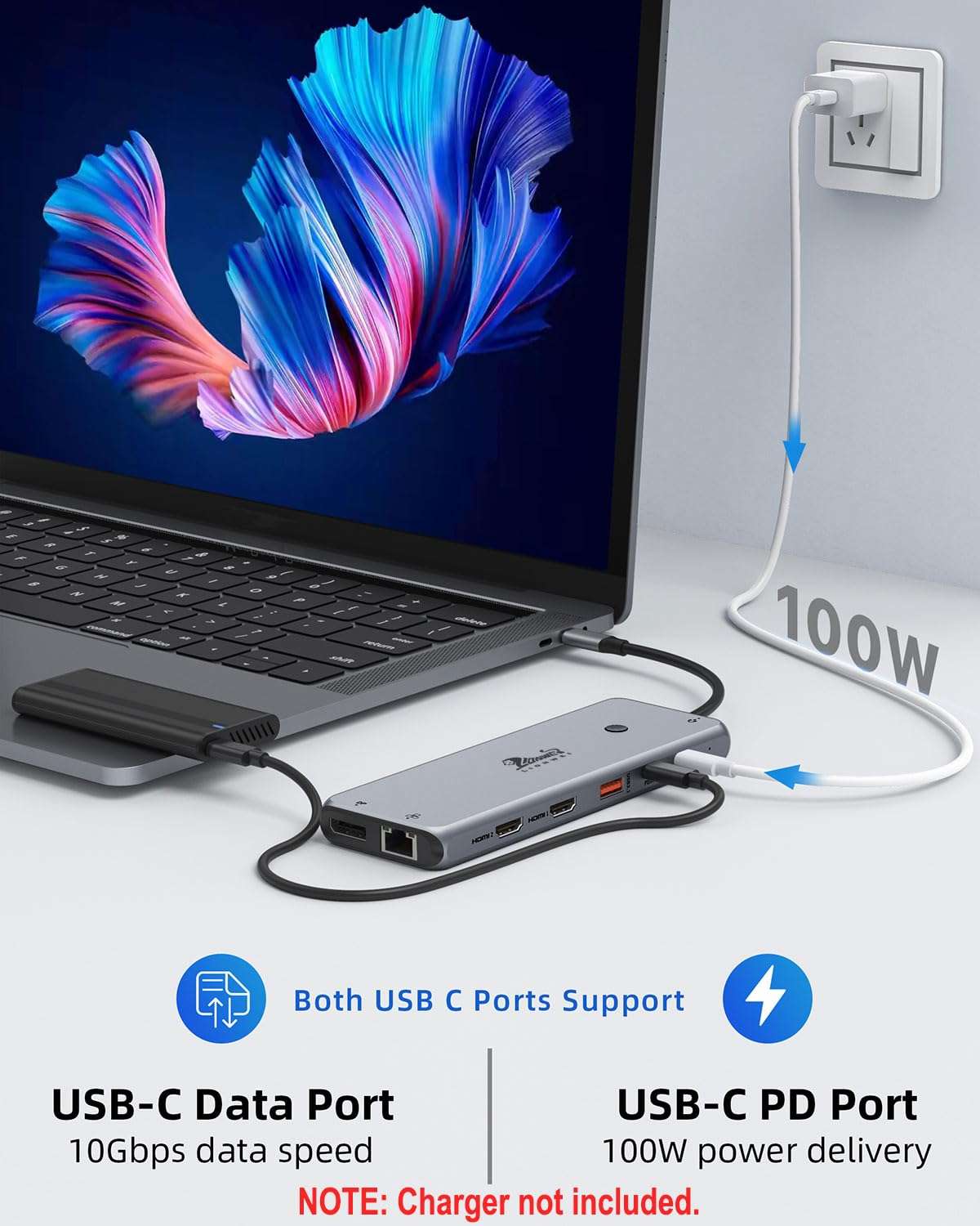 13 in 1 USB C Docking Station - Dual Monitor, Triple Display, 8 USB C/A Ports, Ethernet, Audio - LIONWEI USB C Hub for MacBook,Dell,HP,Lenovo,Surface - Image 5