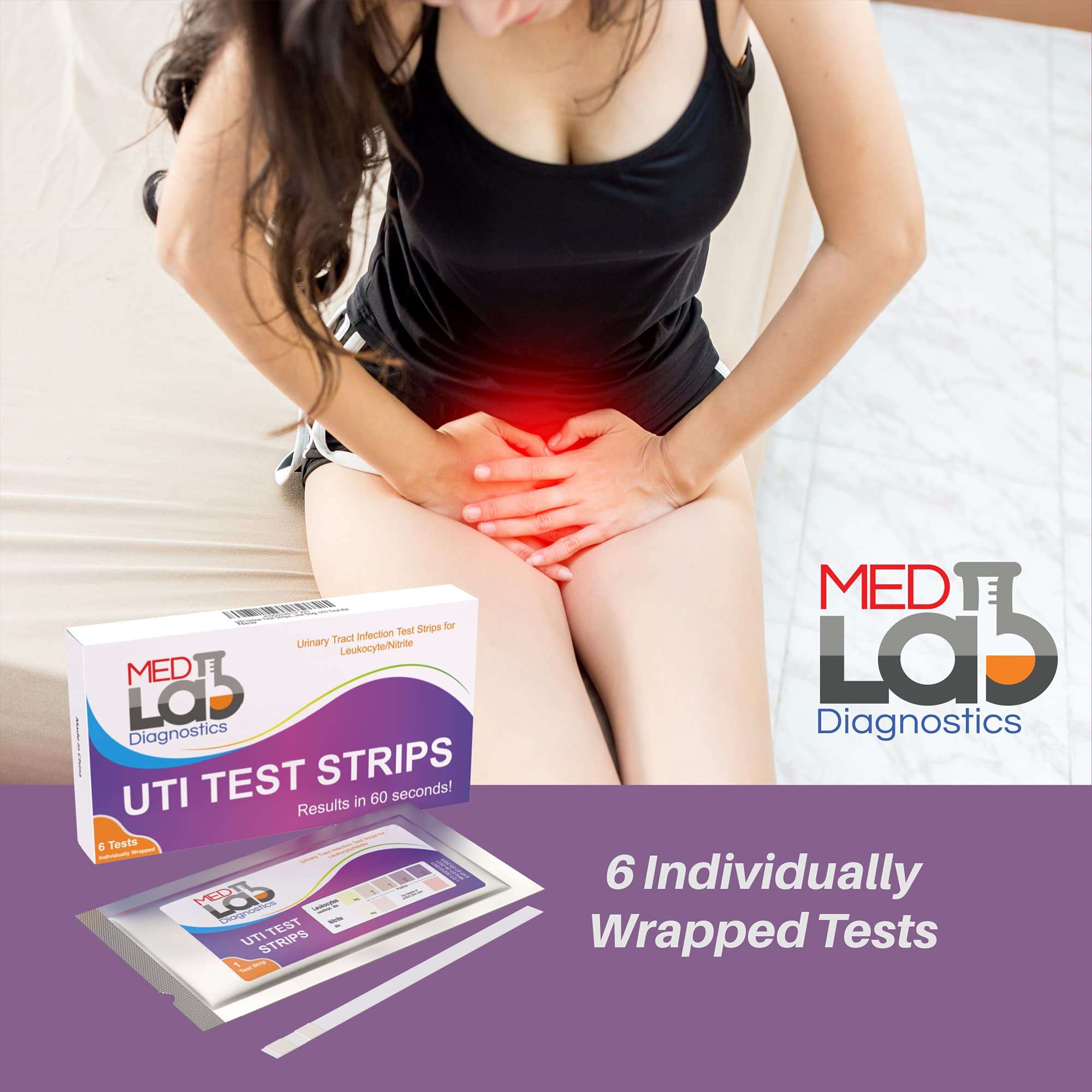 UTI Test Strips(Pack of 6) Individually Wrapped Urinary Tract Infection Urine UTI Test Kit for Women, Men, Kids Cats and Dogs - Image 6