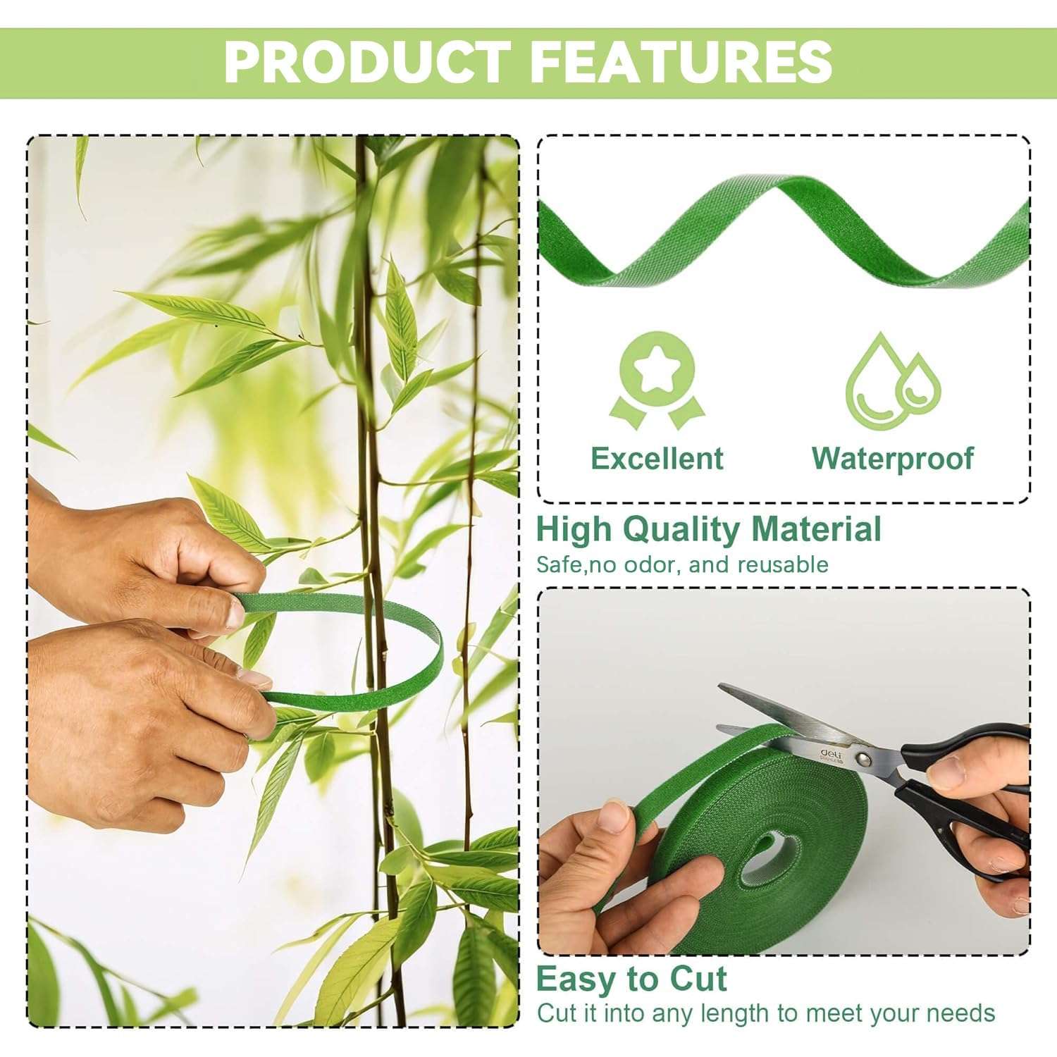 Hendont Green Garden Tie,Plant Ties for Climbing Plants,17FT Plant Supports for Effective Growing,Reusable and Adjustable,Plant Ties for Branches Flowers Tomatoes Indoor Outdoor Greenhouse - Image 5