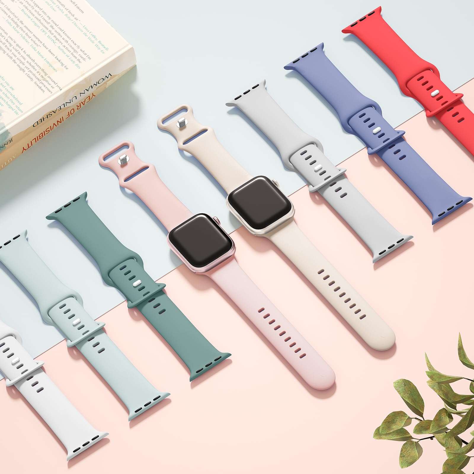 Sport Silicone Band Compatible with Apple Watch Bands 40mm 38mm 41mm 44mm 45mm 42mm 49mm Women Men,Soft Wristband Waterproof Replacement Sport Strap for iWatch Bands Series 9 8 7 6 5 4 3 2 1 SE Ultra - Image 3