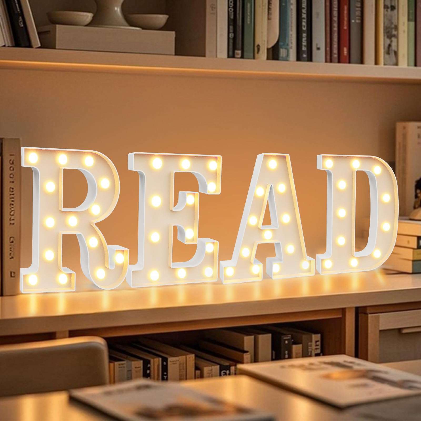 Pooqla LED Marquee Letter Lights Sign, Light Up Alphabet Letter for Home Party Wedding Decoration E - Image 4