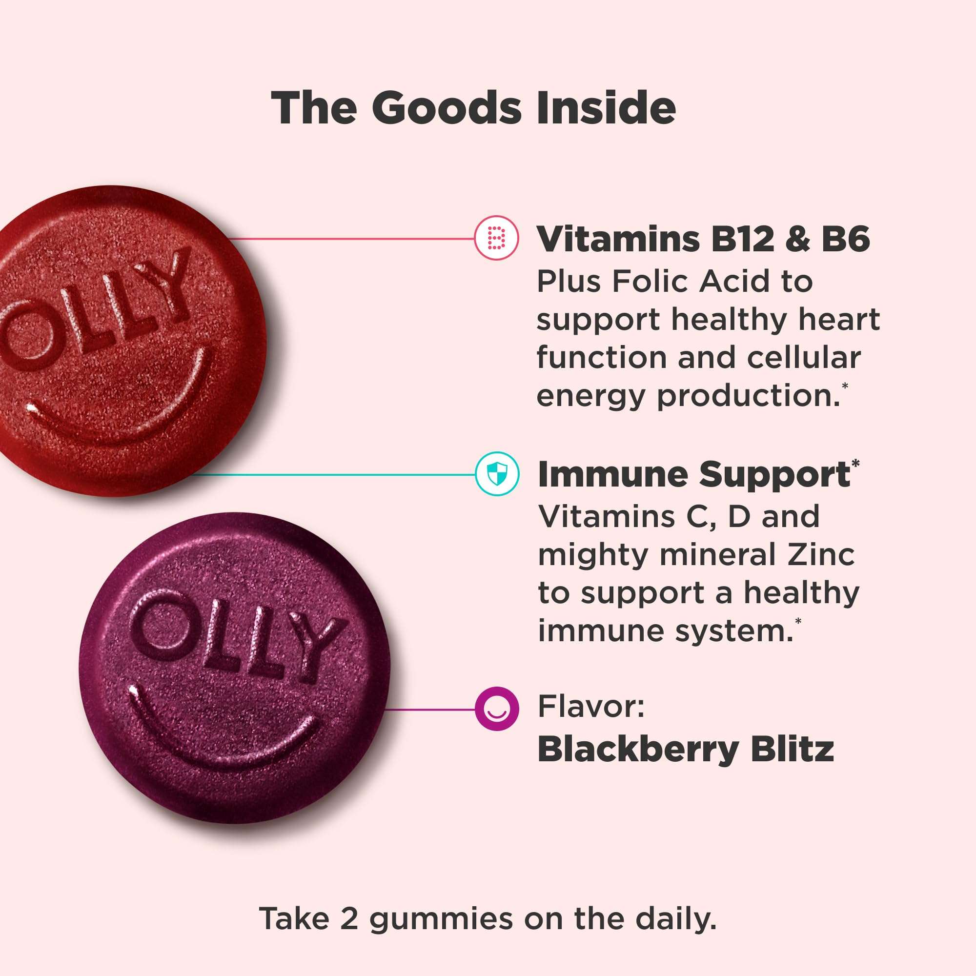 Olly Men's Multivitamin Gummy, B Vitamins, Vitamin A, C & E,  Supports a Healthy Immune System & Fills Nutrional Gaps - Blackberry , 90 Count - Image 3