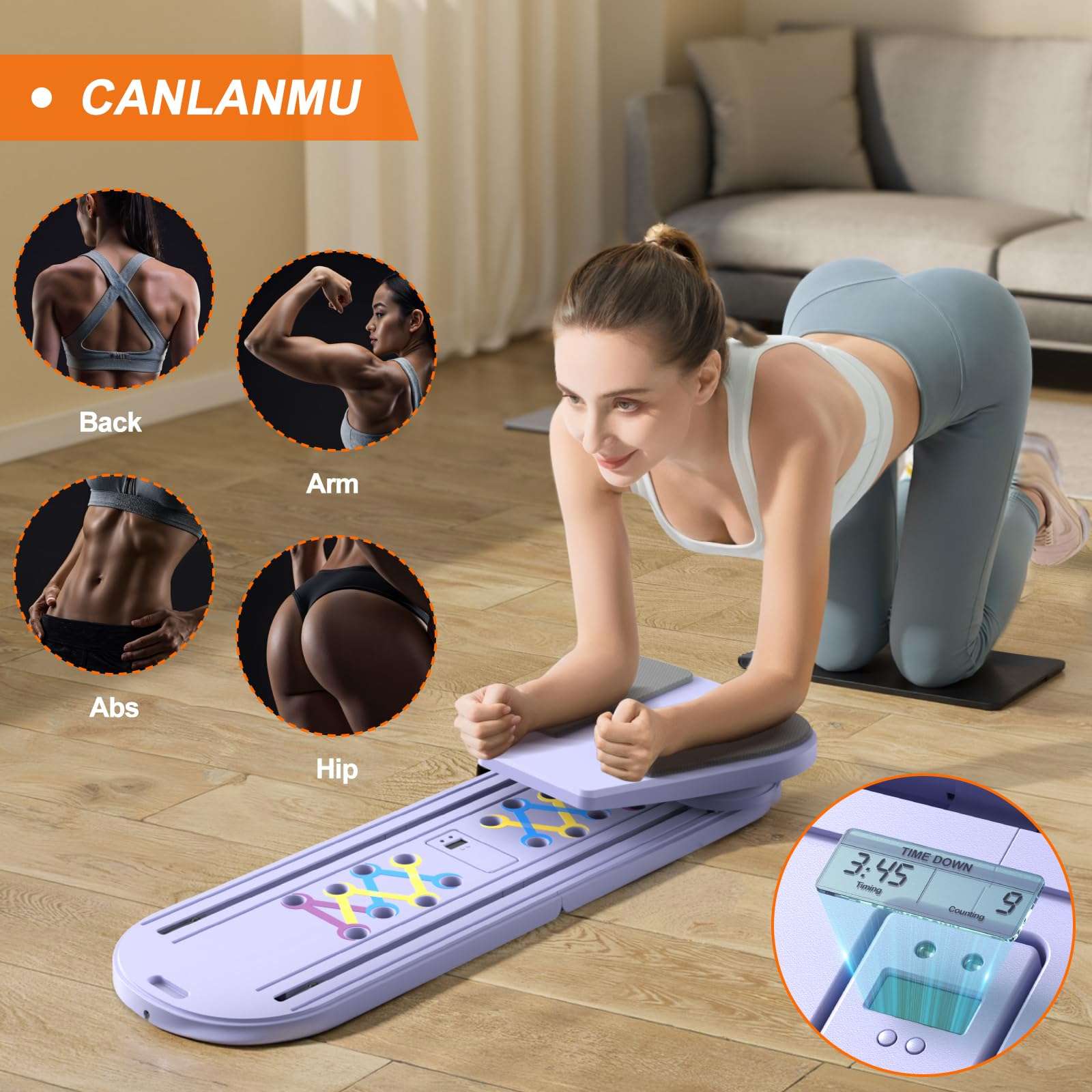 Pilates Board,Pilates Reformer Sets, Multifunctional Abdominal Pilates Board for Home Workout Equipment, Portable Foldable Ab Board Trainer Pilates Exercise Machine,Pilates Board for Women - Image 4