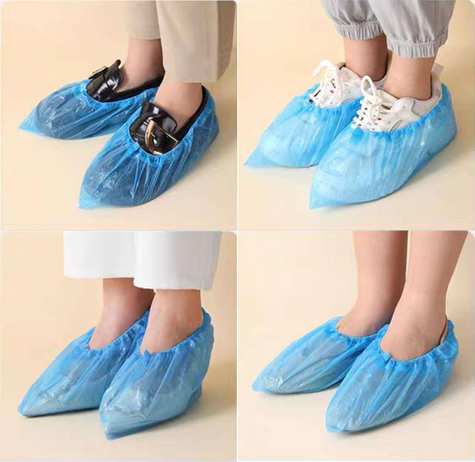 100 Pack Shoe Covers Disposable Non Slip, Premium Waterproof and Recyclable Shoe Booties Covers for Indoors, Fits Up To 9 US Men and 11 US Women Size, 50 Pairs Elastic Caps Plastic Shoe Covers - Image 6