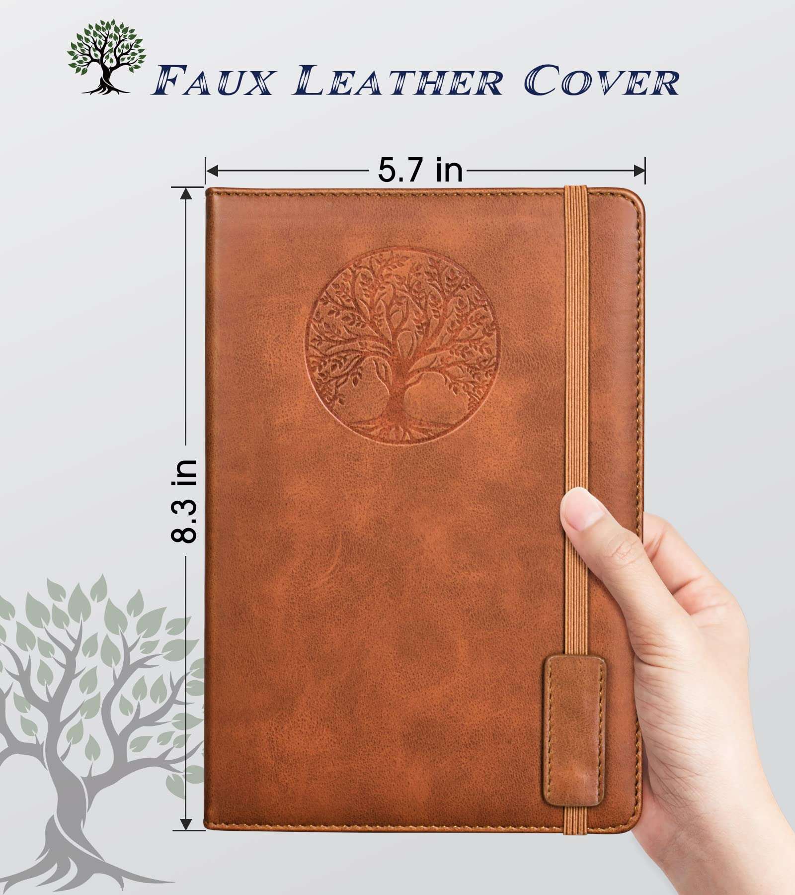 Biuwory Lined Journal Notebook for Women Men,256 Pages A5 Hardcover Leather Journals for Writing,Travel,Business,Work & School,College Ruled Notebooks for Note Taking,Diary Notepad 5.7"×8.3"(Brown) - Image 3