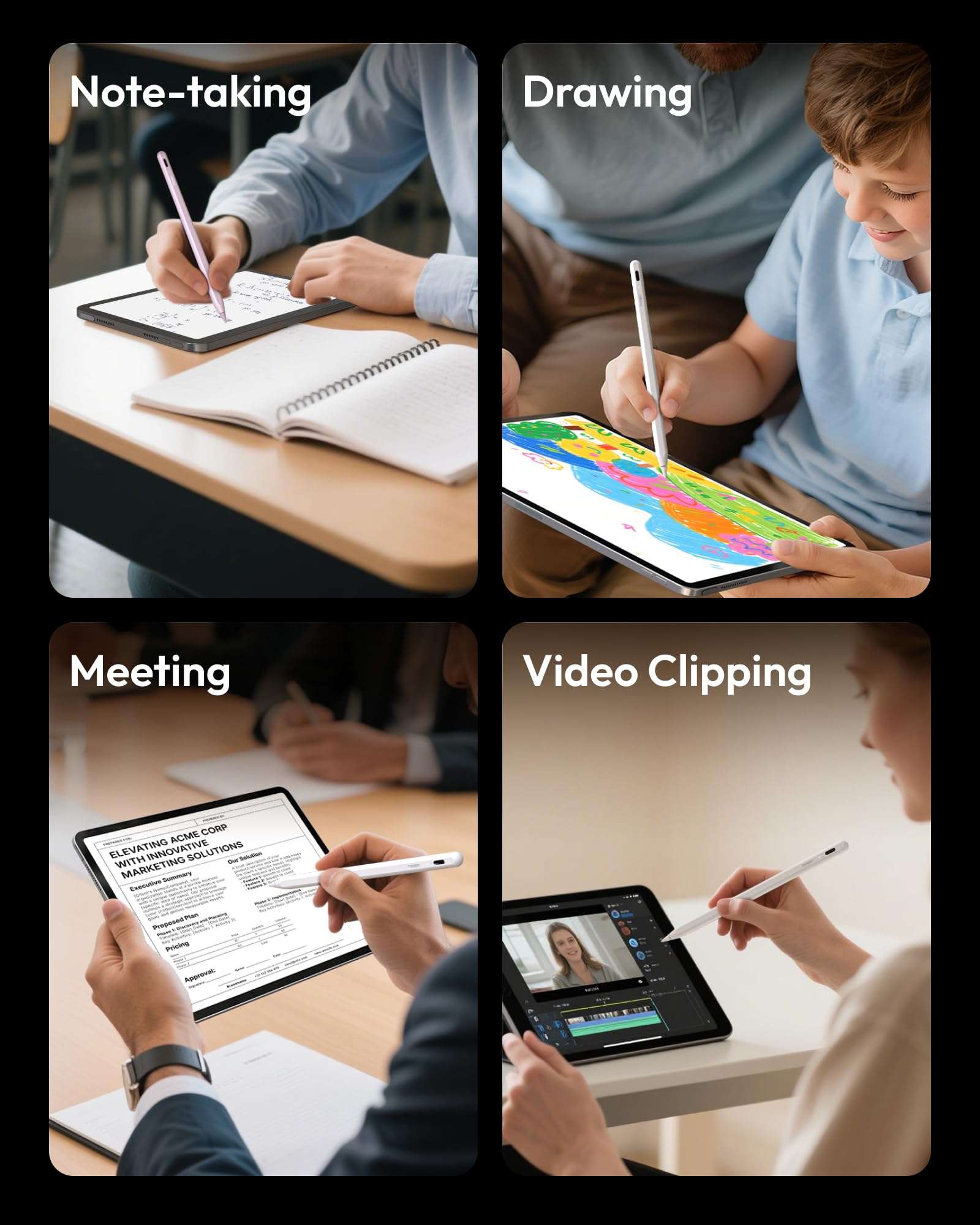 Metapen Pencil A8 for Apple iPad 2018-2025, (2X Faster Charge), Tilt Sensitivity, Pixel Precision, Stylus Pen for iPad 11/10/9/8/7/6th Gen, Pro 12.9/11/13-inch M4, Air 3/4/5/M2/M3, Mini 5/6th, White - Image 8