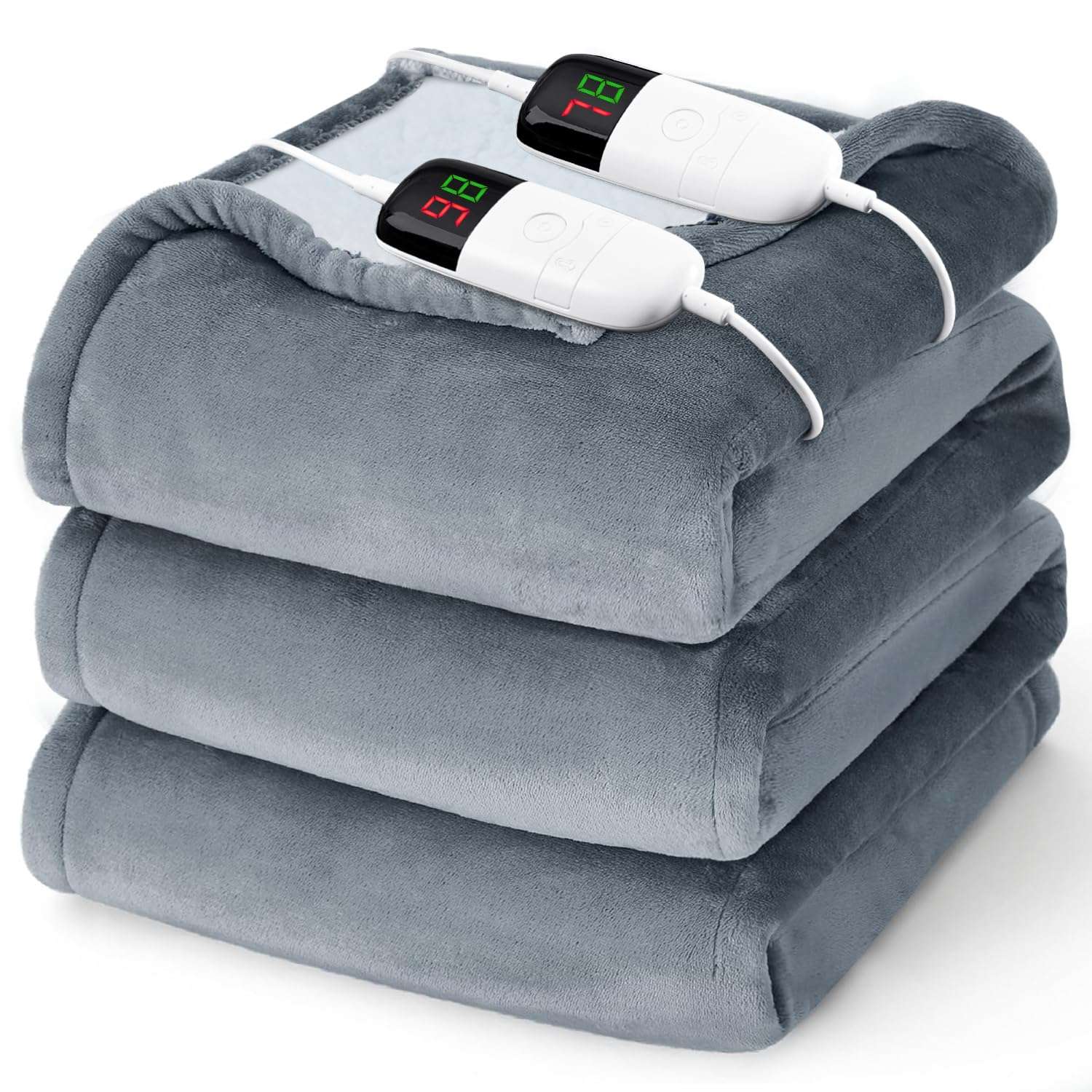 Heated Electric Blanket Queen Size - 84" x 90" Heating Blanket with Dual Control, 10 Levels & 8 Hours Auto Off, Soft Warm Flannel Gift with Over-Heat Protection, ETL & FCC Certified - Image 1