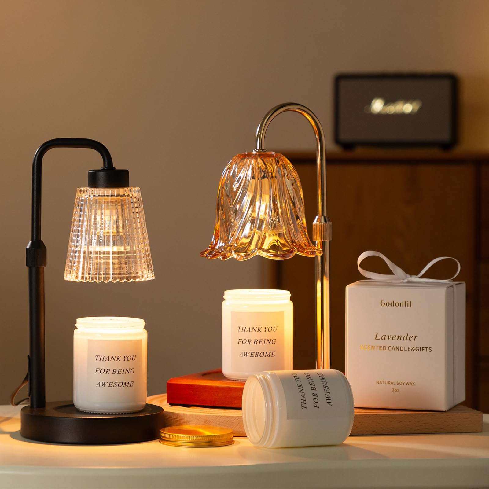 GODONLIF Candle Warmer Lamp with Timer Dimmable, Birthday Gifts for Women Mom, House Warming Gifts New Home Decor, Wax Melt Warmer for Jar Candles with 2 Bulbs - Image 9