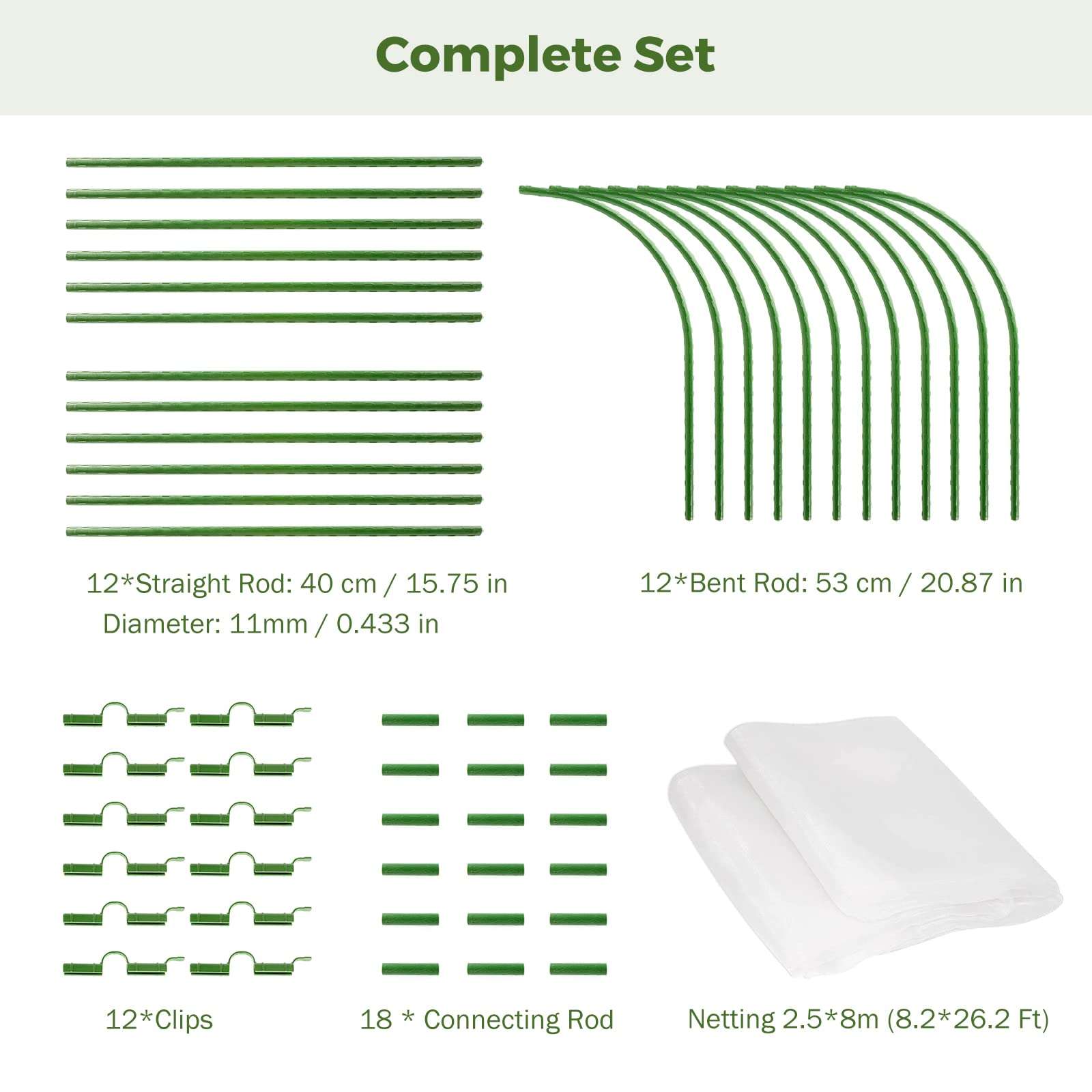 BEAMNOVA Garden Netting Mesh Greenhouse Hoops for Raised Beds Row Cover Barrier Support Frame Cover Climbing Plants Stakes with Clips for Outdoor Vegetable Tomato Vines DIY - Image 6