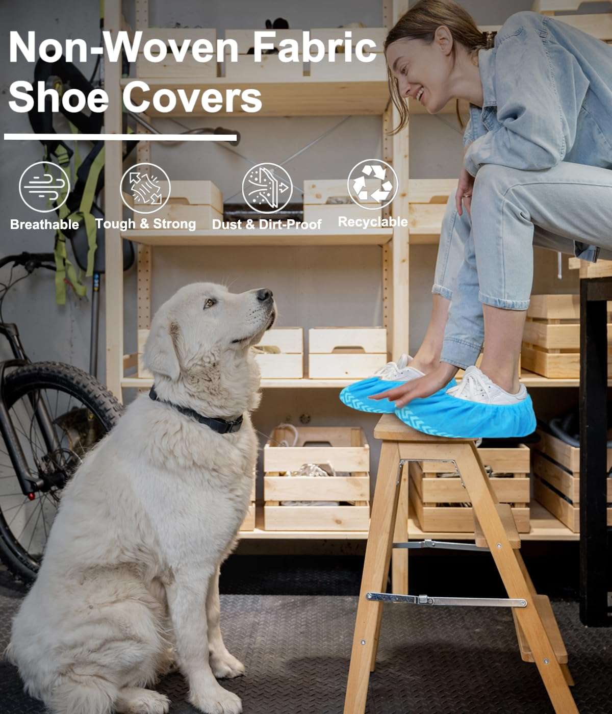 GOTMAR X-Large 200 Pack Breathable Shoe Covers Disposable for Indoors - Reusable Non-Slip Blue Booties, Fits Up to Men’s Size 13, Ideal for Home, Office & Travel, Doubles as Travel Shoe Bags - Image 8