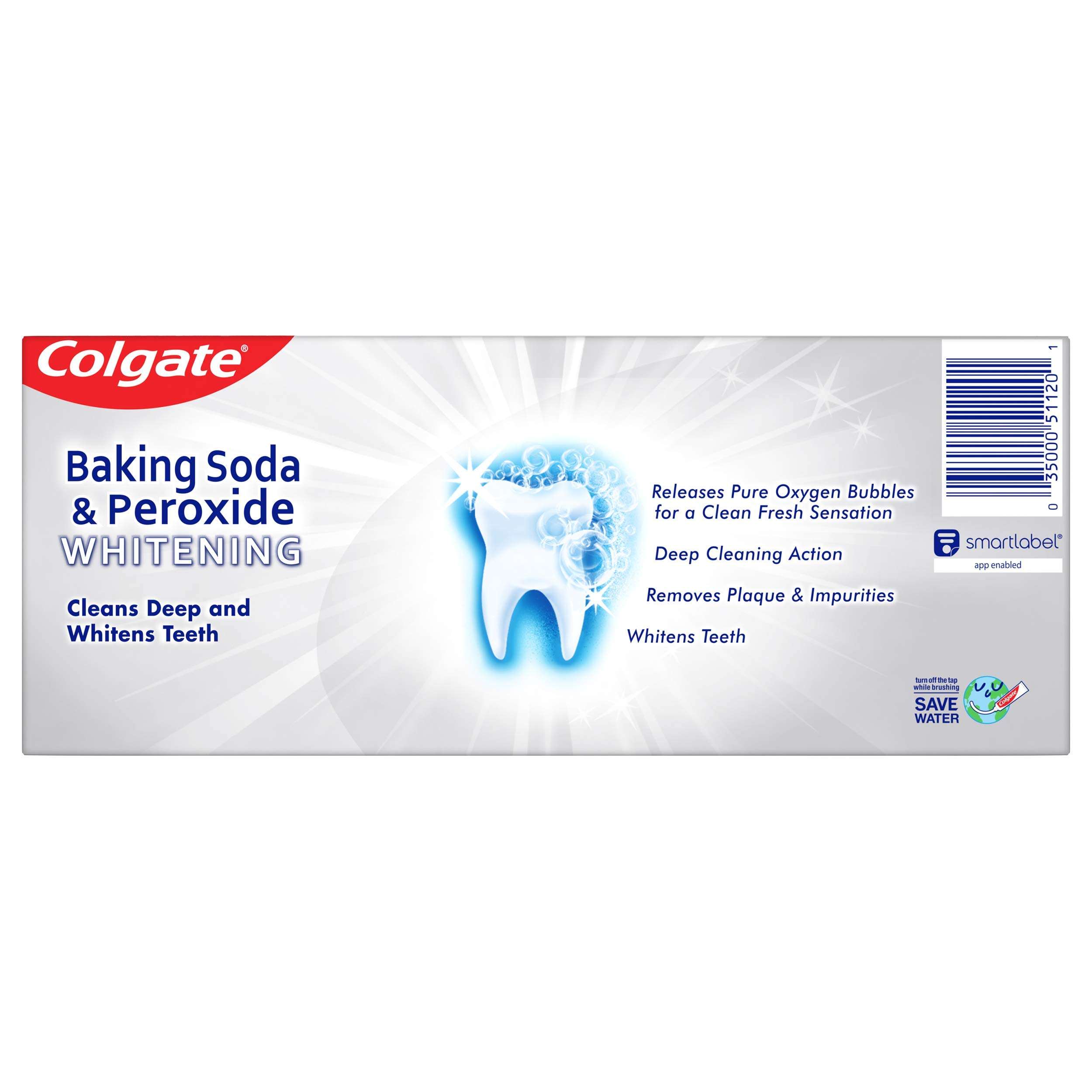 Colgate Baking Soda & Peroxide Toothpaste - Whitens Teeth, Fights Cavities & Removes Stains, Brisk Mint, 6 Ounce (Pack of 2) - Image 3