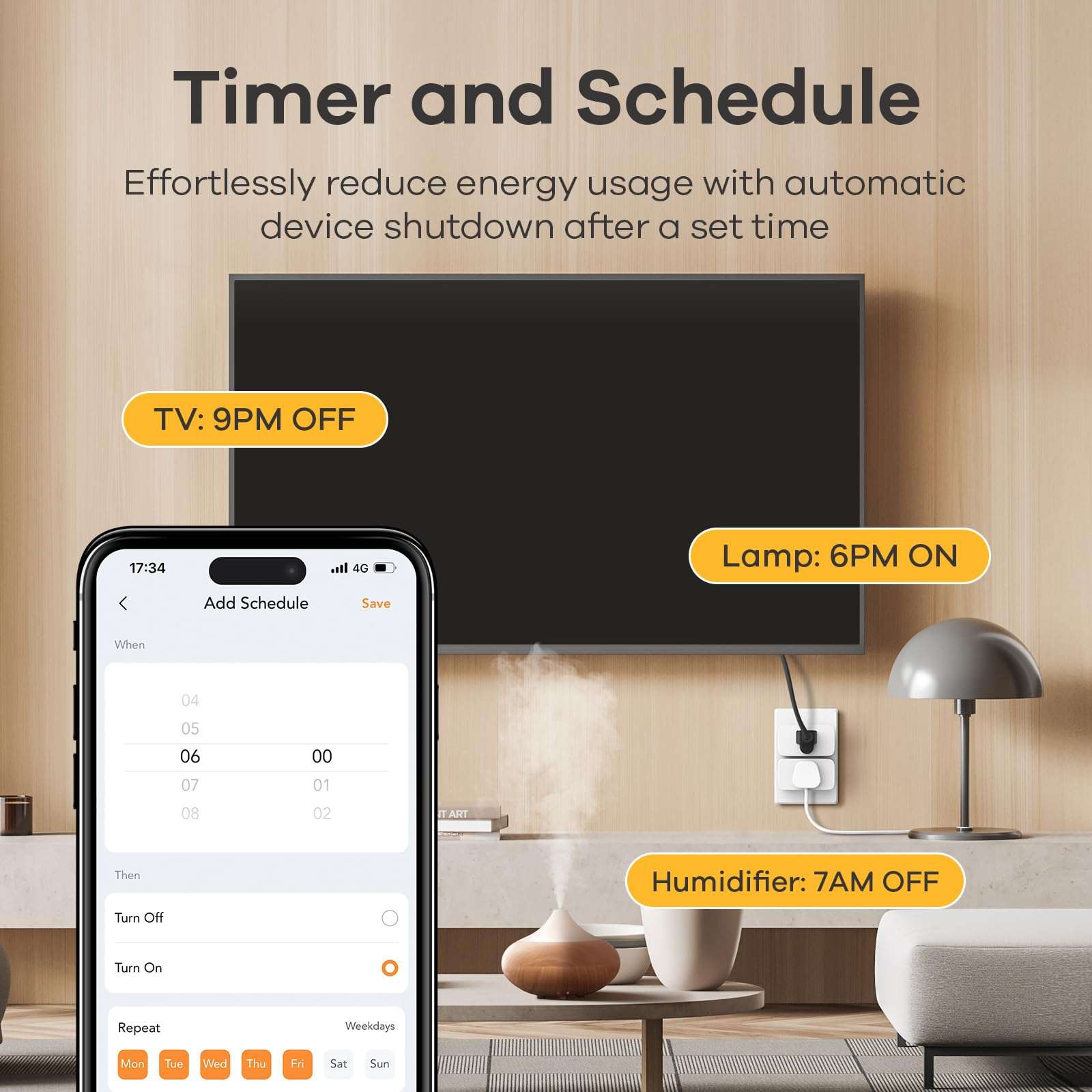 Linkind Matter Smart Plug, Work with Apple Home, Siri, Alexa, Google, SmartThings, Smart Outlet 15A/1800W Max, Smart Home Automation, APP Remote Control,Timer&Schedule, 2.4G Wi-Fi Only, 4 Pack - Image 3
