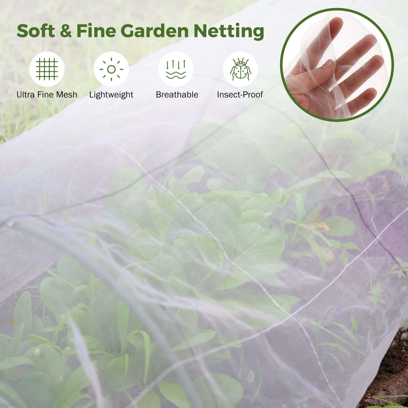 BEAMNOVA Garden Netting Mesh Greenhouse Hoops for Raised Beds Row Cover Barrier Support Frame Cover Climbing Plants Stakes with Clips for Outdoor Vegetable Tomato Vines DIY - Image 3