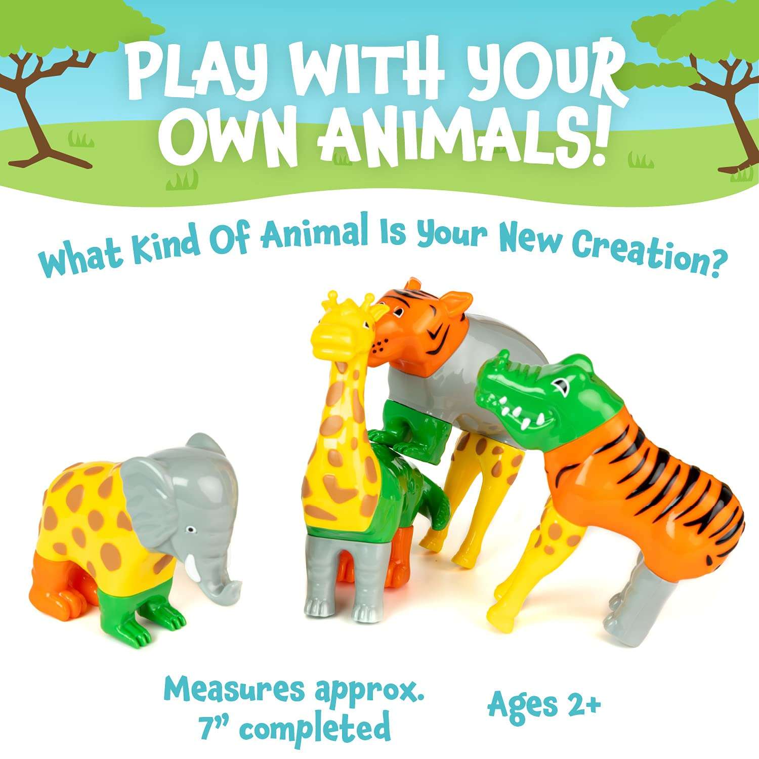 Magnetic Mix or Match Jungle Animals Toy Play Set, 16 Pieces - Image 6
