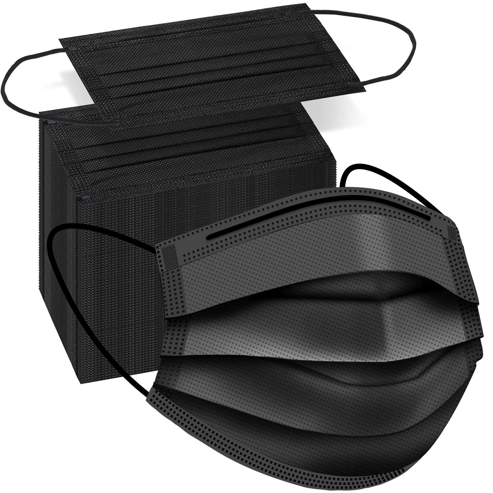 ZTANPS 100 PCS Disposable Face Masks, Black Disposable Masks, 3 Ply Protection Face Masks - Image 1