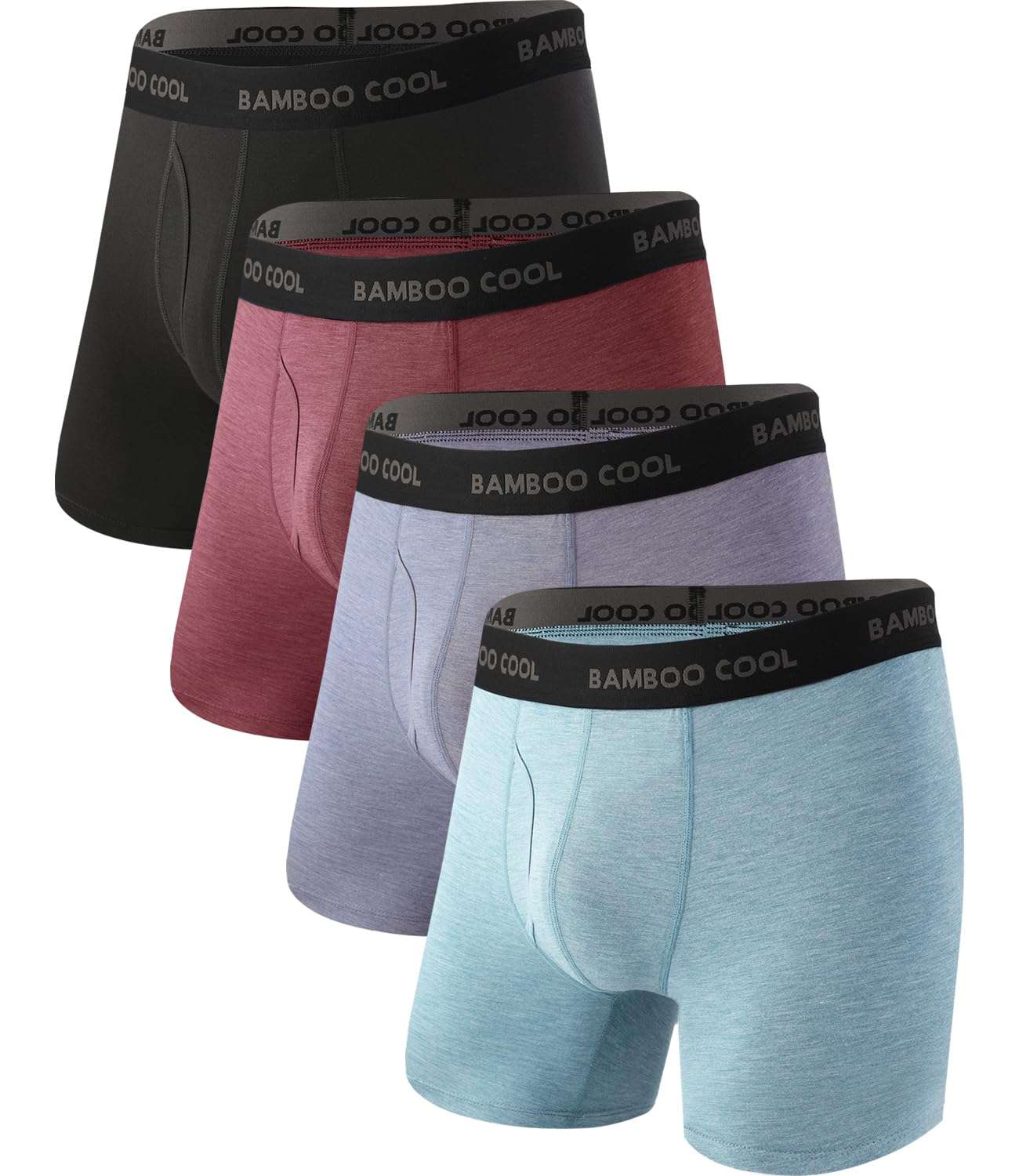 BAMBOO COOL Men's Ultra Breathable Underwear,No Riding Up Boxer Briefs with ComfortFlexible Waistband,Multipack - Image 1