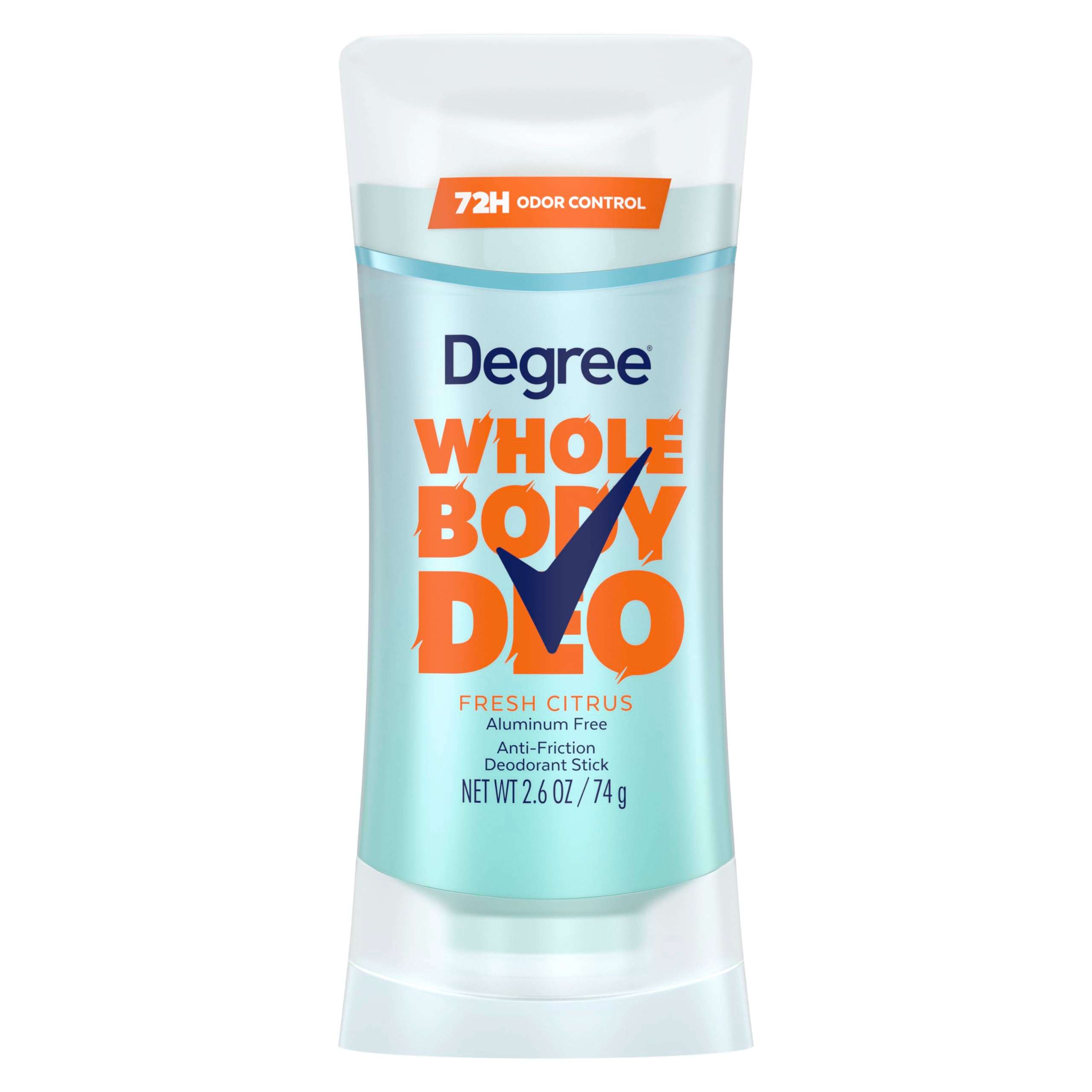 Degree Women Whole Body Deodorant Stick, Fresh Citrus Scent, Glides on Clear + Absorbs Sweat, Aluminum Free 72H Odor Protection 2.6 oz - Image 1