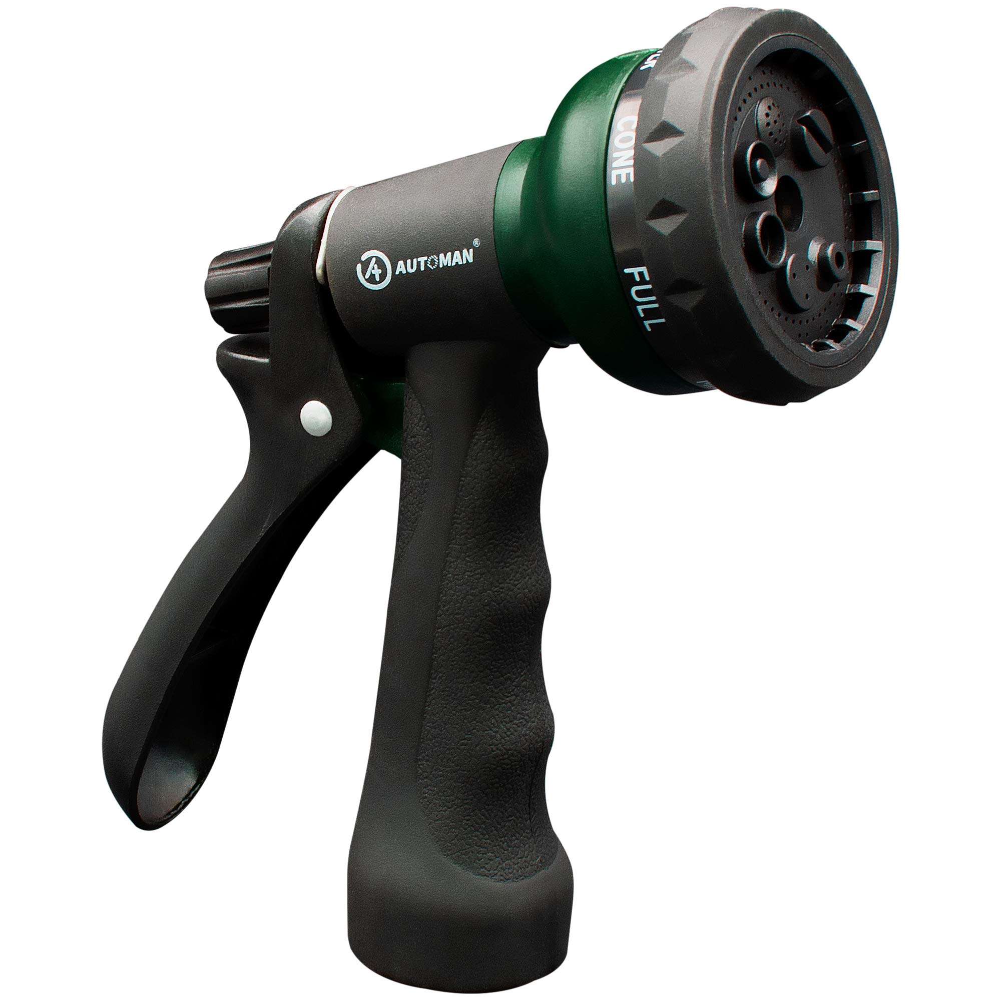 AUTOMAN-Garden-Hose-Nozzle, ABS Water Spray Nozzle with 7 Adjustable Watering Patterns, Slip Resistant for Watering Plants, Lawn& Garden, Washing Cars, Cleaning, Showering Pets & Outdoor Fun. - Image 1