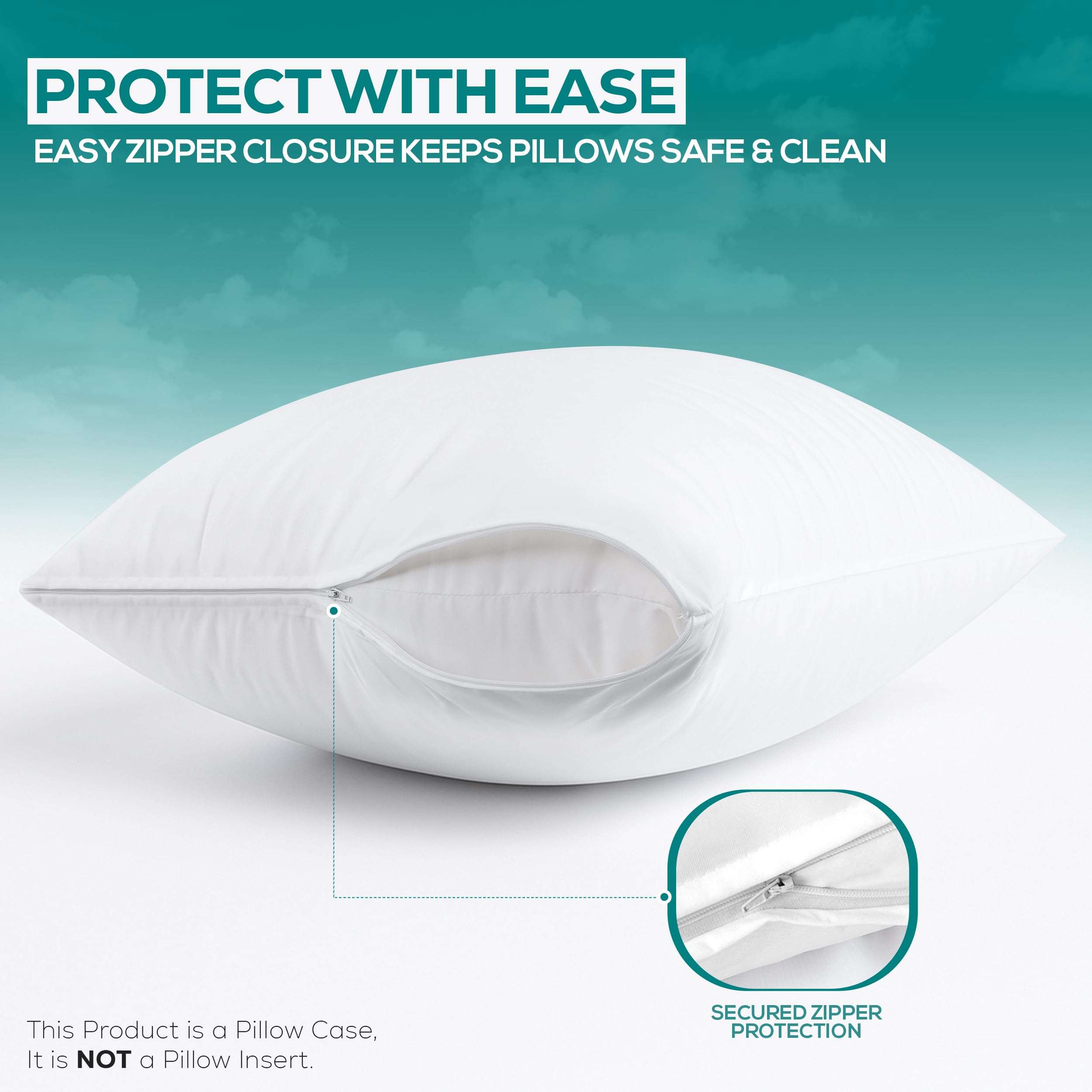 Utopia Bedding Waterproof Pillow Protectors Zippered Queen Size (2 Pack, White), Zippered Pillowcases, Bed Bug Proof Pillow Encasement Covers 20 x 28 Inches - Image 5