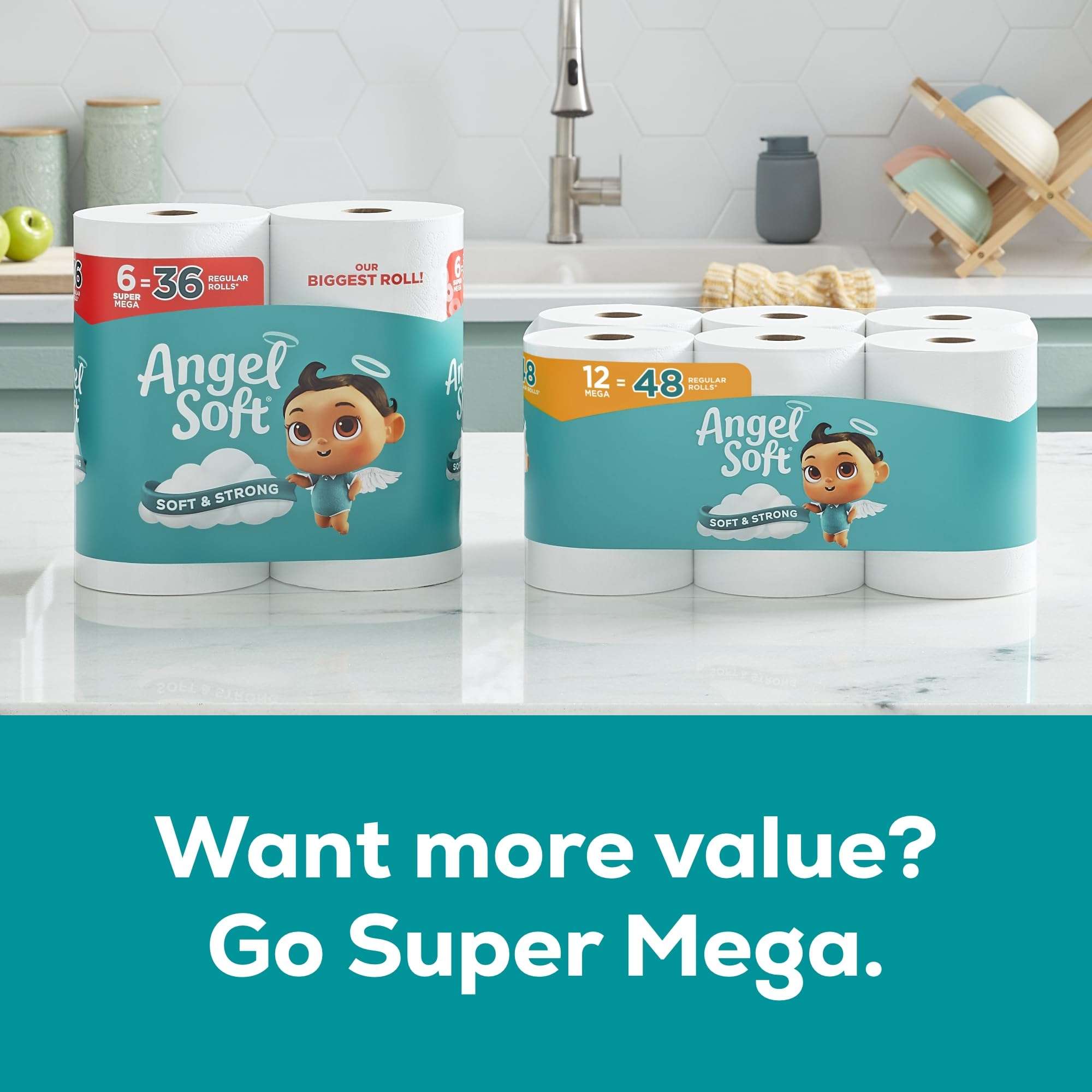 Angel Soft Toilet Paper, 4 Mega Rolls = 16 Regular Rolls, Soft and Strong Toilet Tissue - Image 7