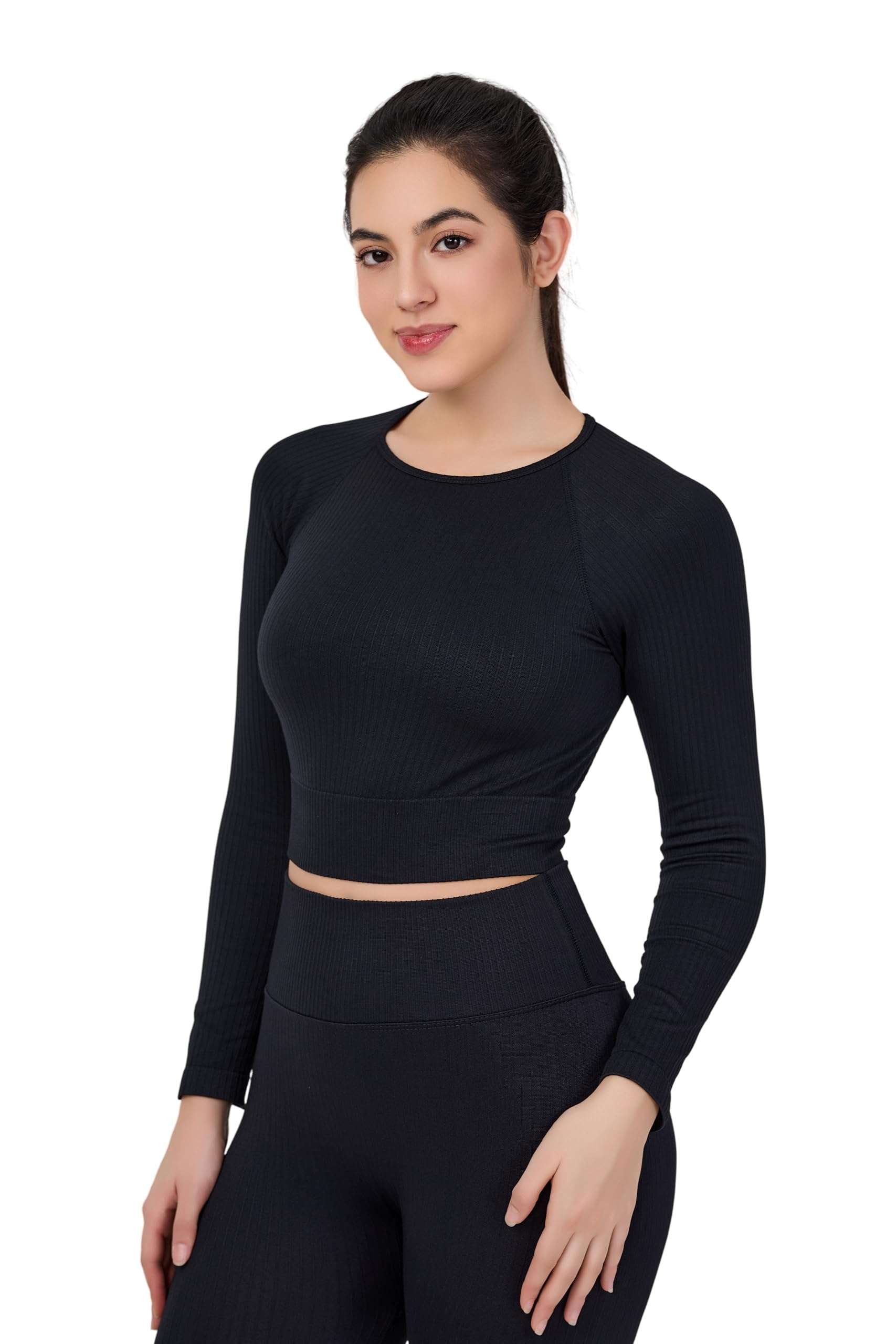 LILISEN Women's Long Sleeve Workout Set - Leggings Sets Women 2 Piece Outfits - Workout Set Long Sleeve - Image 3