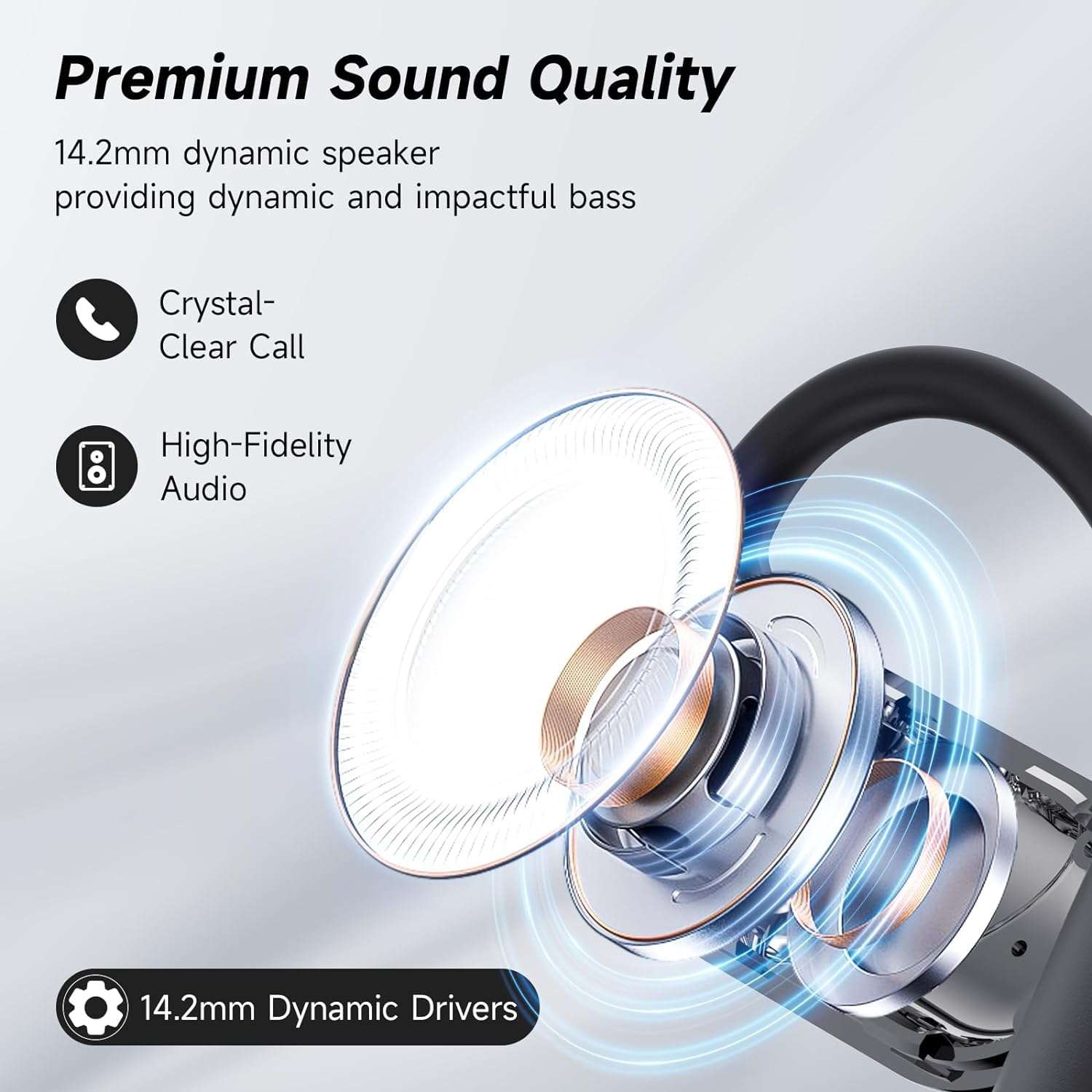 Open Ear Bone Conduction Bluetooth 5.4 Headphones,Wireless Earbuds Built-in Mic Sport Over Earphones with Comfort Ear Hooks LED Display Charging Case,Waterproof IPX7 Headset for Running Fitness,Black1 - Image 6