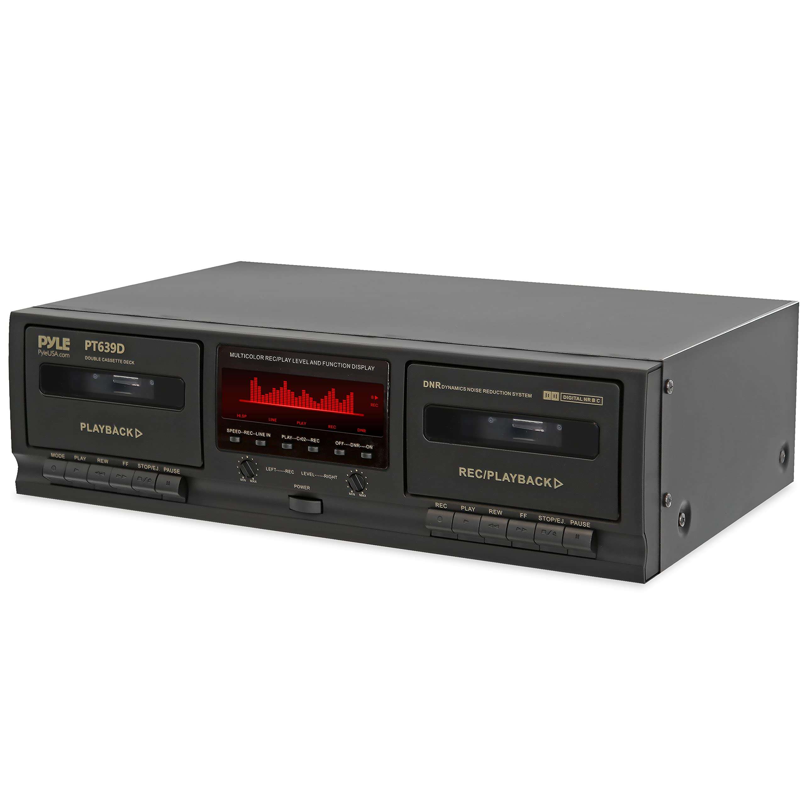 Pyle Dual Cassette Deck Stereo - Hi-Fi Sound, Compact and Portable Tape Recorder Player with Digital Professional Noise Reducing System and RCA Cables, Record & Play Audio and Music - PT639D.5 - Image 1
