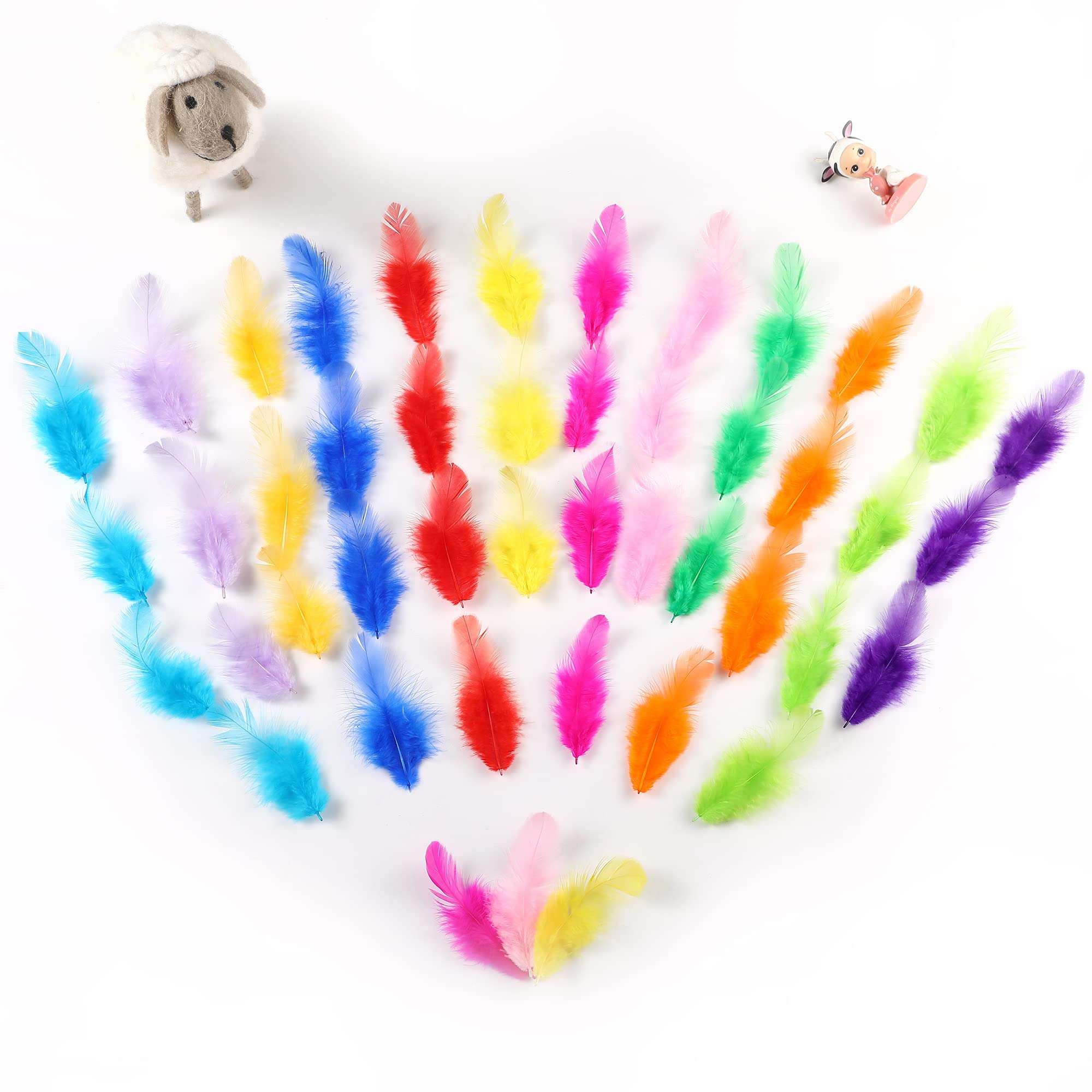Soarer Colorful Craft Rooster Feathers - 300pcs 3-5inch Colored Feathers Bulk for Kindergarten DIY Crafts,Wedding Home Party Decorations,Dream Catcher Supplies(Rooster Colorful) - Image 5