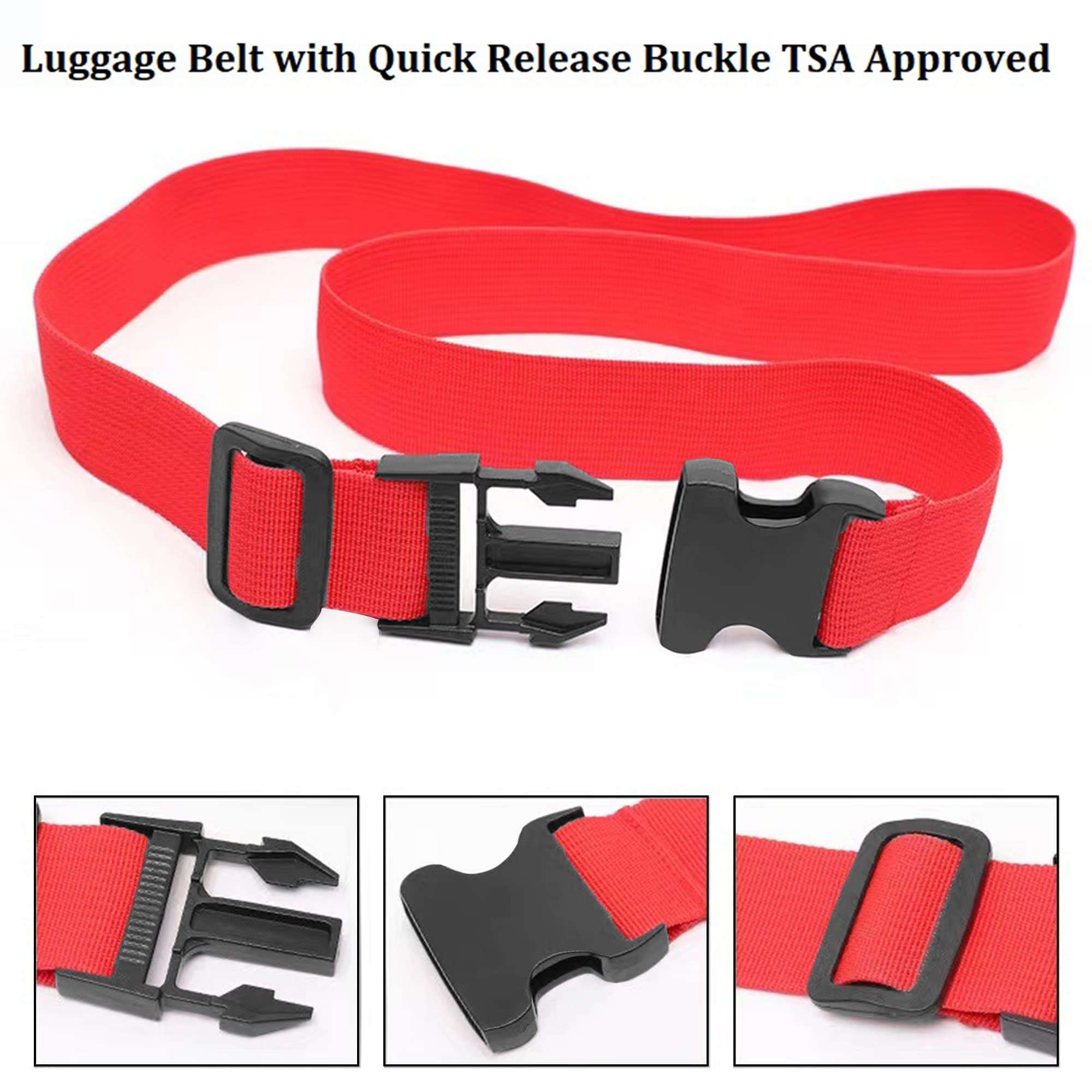 2 Pack Suitcase Straps, Bright Color Adjustable Luggage Belts, TSA Approved (Red) - Image 3