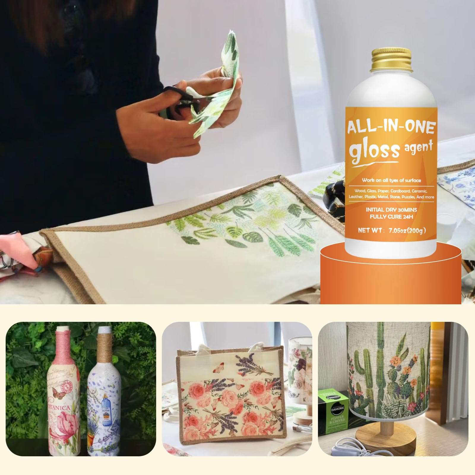 1DFAUL Crafts Sealer Gloss Matte Finish, 200ml+200ml All in One Craft Glue, Varnish, and Finish, All Purpose Art Glue Kit for Wood, Paper, Acrylic Paints, Ceramics, Fabrics, Clay - Image 8