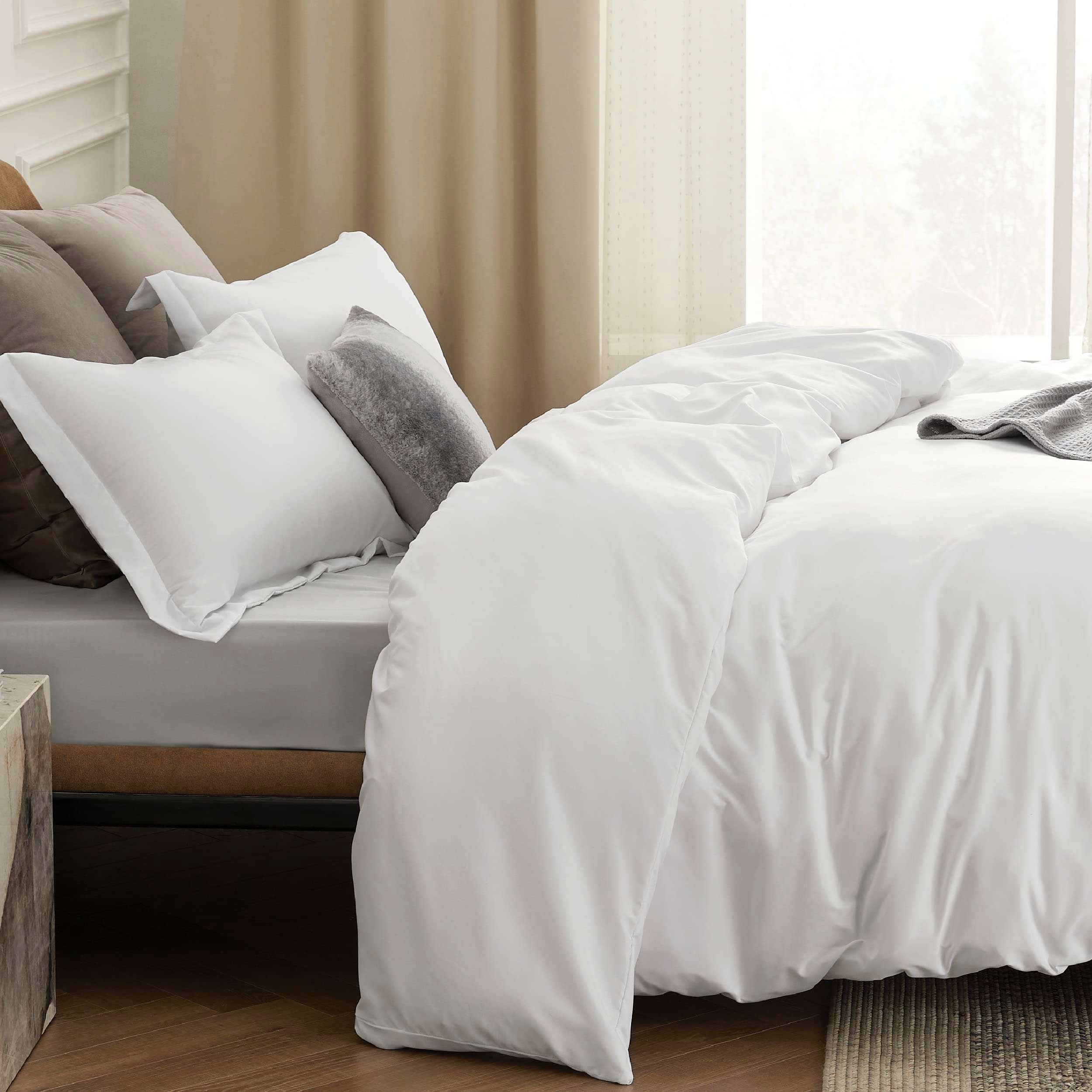 Bedsure White Duvet Cover Queen Size - Soft Double Brushed Bedding Set for Kids & Adults, Zipper Closure, 3 Pieces, Includes 1 Duvet Cover (90"x90") & 2 Pillow Shams, NO Comforter - Image 4