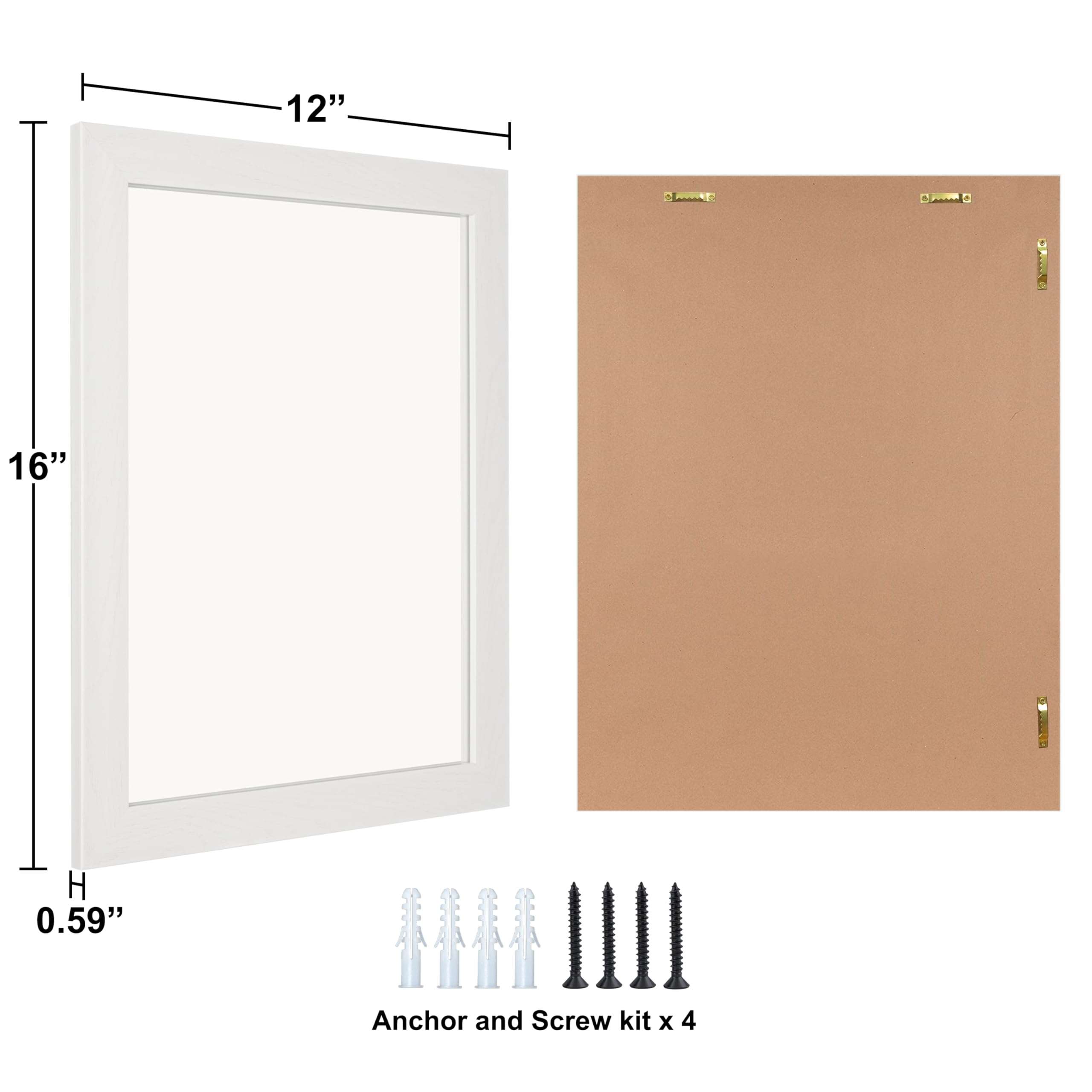 Ruomeng Wall Mirror Rectangle Decorative Mirror 12" x 16" for Entryway, Bedroom, Living Room, White - Image 3