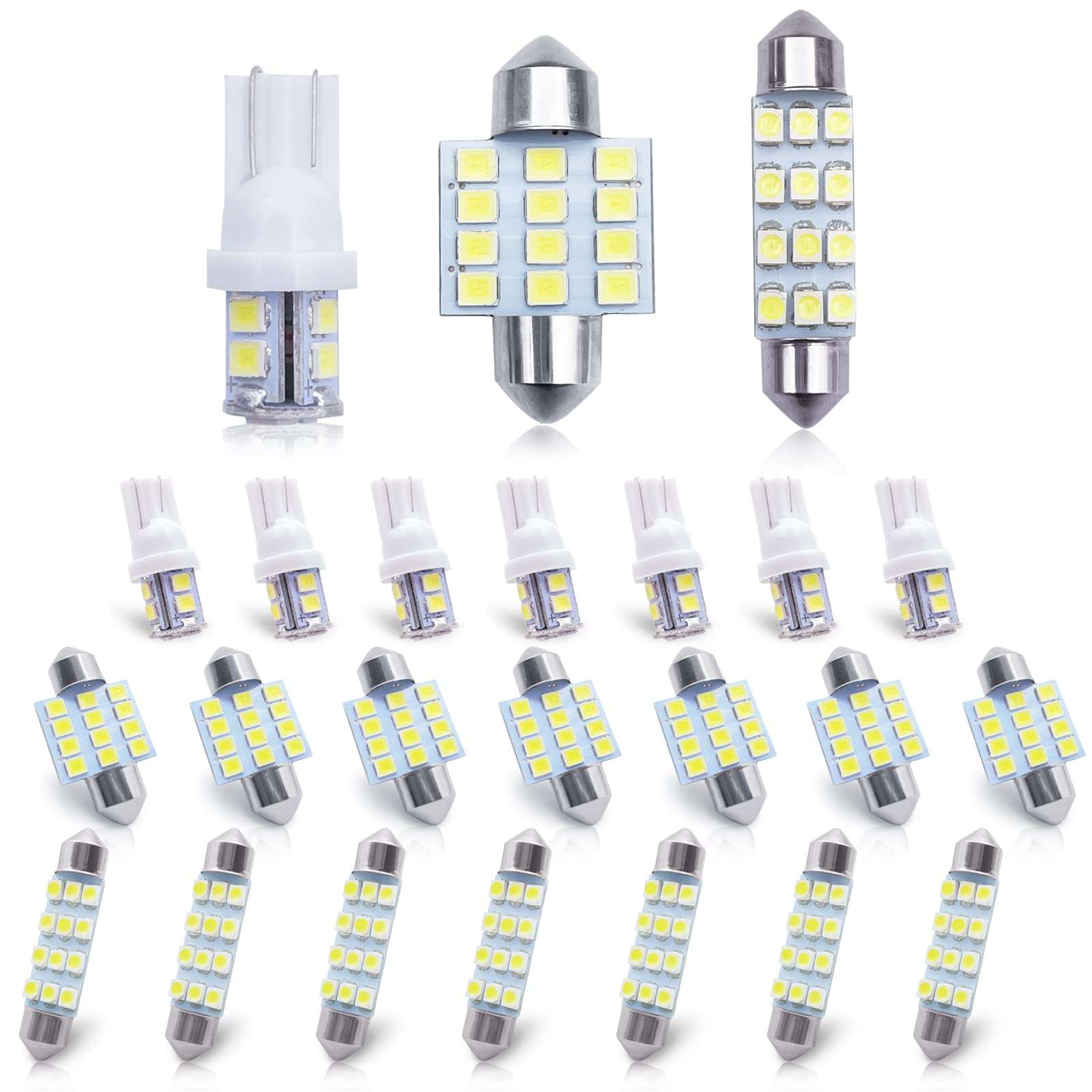 YOGEIER Car Led Bulb, Led Combination Set of 24 Sets, Used for Car Interior/Indoor Map Dome/ Trunk / License Lights, Etc. (White) - Image 1