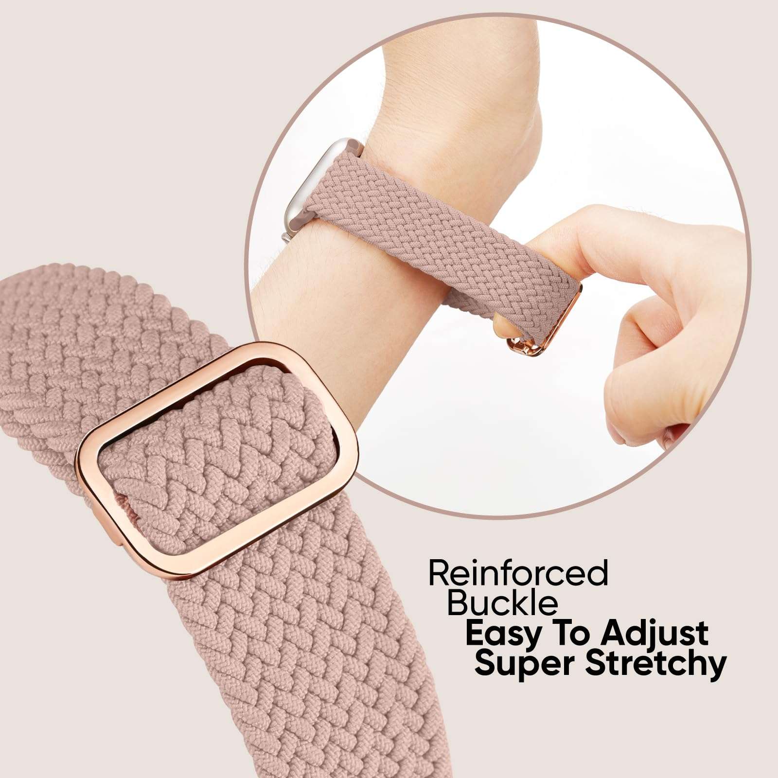 6 Pack Braided Stretchy Bands Compatible with Apple Watch Band 38mm 40mm 41mm 42mm 44mm 45mm 46mm 49mm Women Men, Adjustable Nylon Solo Loop Elastic Straps for iWatch Series 10 9 8 7 6 5 4 3 SE Ultra - Image 5
