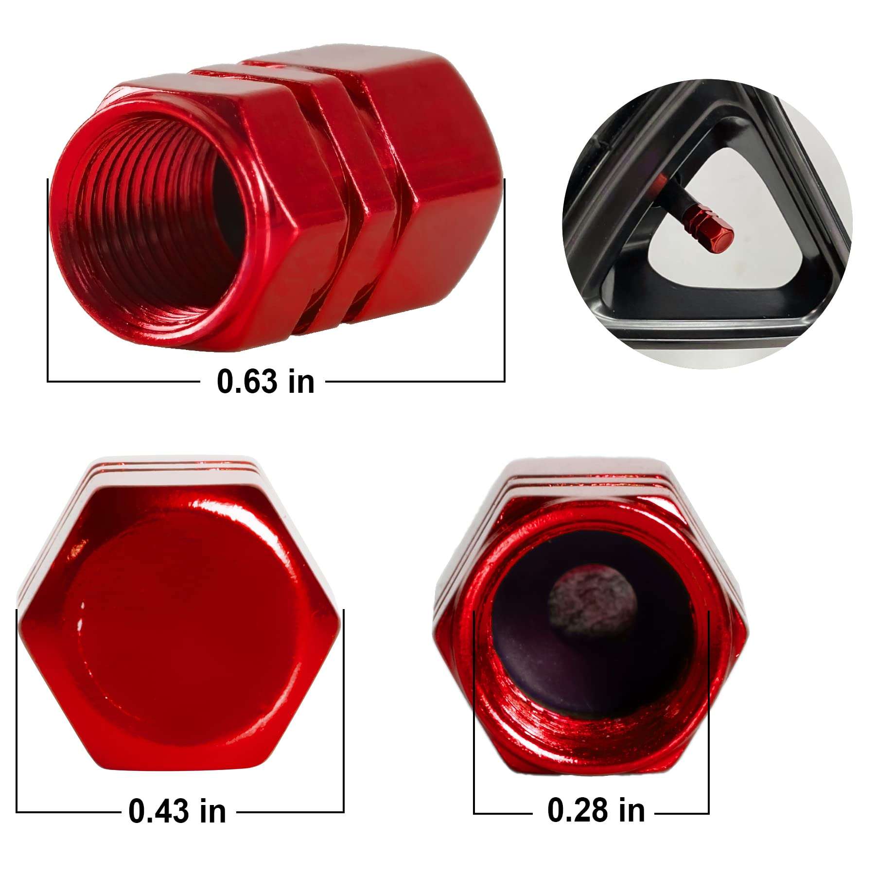 JUSTTOP Car Tire Valve Stem Caps, 12pcs Air Caps Cover, Universal for Cars, SUVs, Bike, Trucks and Motorcycles-Red - Image 2