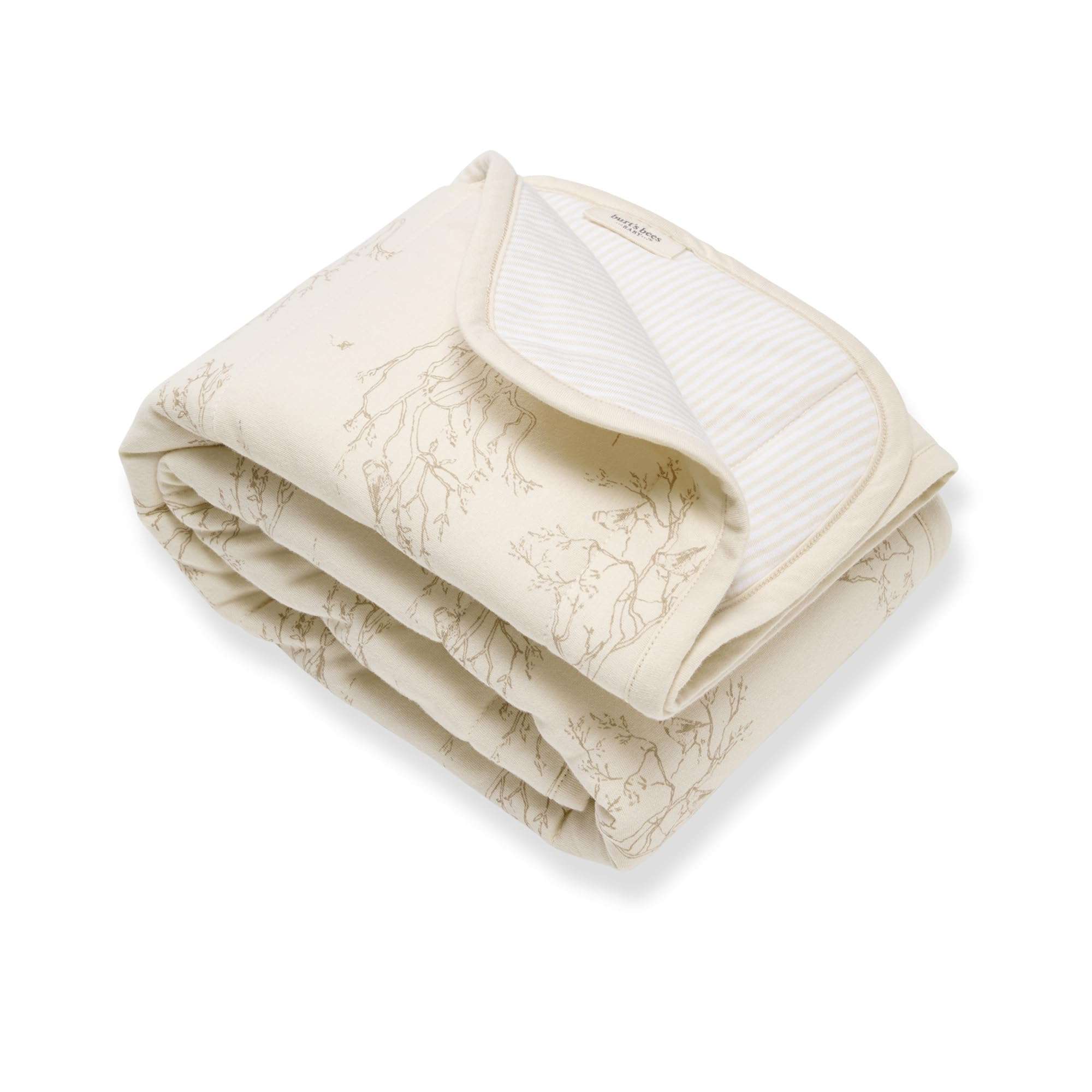 Burt's Bees Baby Reversible Blanket, Nursery, Stroller & Tummy-Time Organic Jersey Cotton Quilted Infant & Toddler Bedding - Image 1