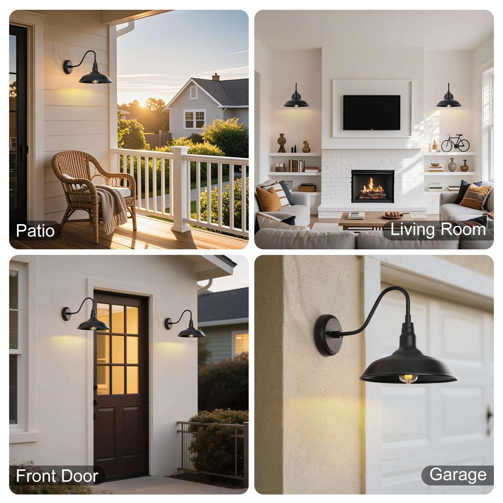 GOALPLUS 10in. Gooseneck Barn Light 6 Pack Farmhouse Wall Mount Light Fixture Exterior Waterproof Black Industrial Wall Sconce for Porch, Garage, Patio and Doorway, E26, LM2201-6P - Image 5