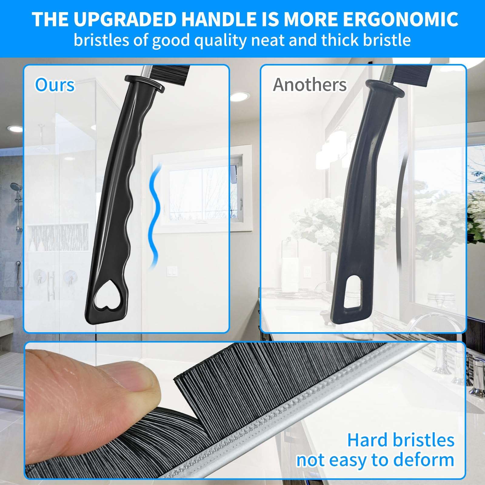 4TH Multi-Purpose Hard Bristle Crevice Cleaning Brush -Deep Reach Gap Cleaning Tool for Household Use -Versatile, Durable, Thin Brush to Clean Tight Spaces -4 Pcs, Black - Image 7