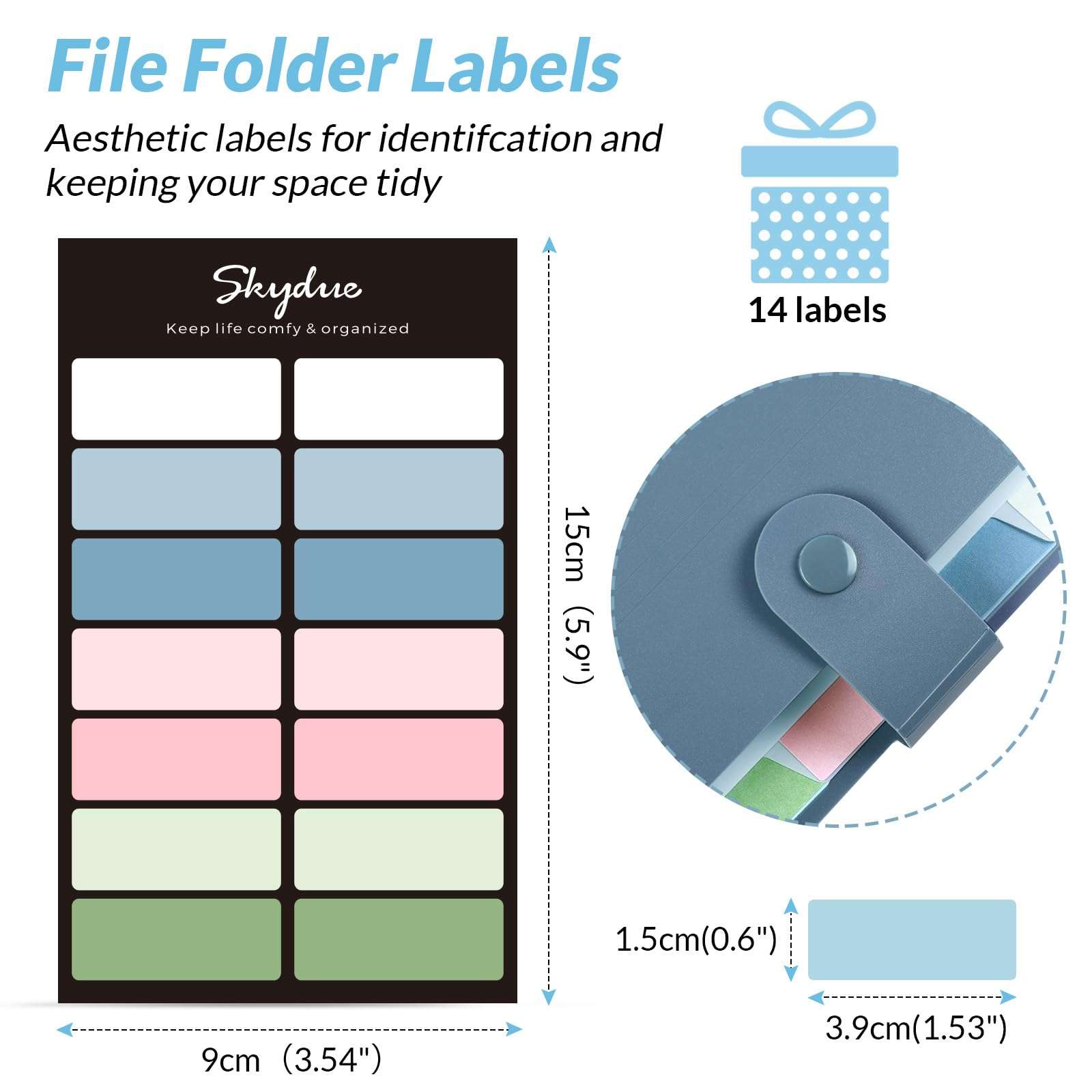 SKYDUE Expanding File Organizer with 8 Pockets, Accordion File Folders with Labels, Portable Document Paper Bill Receipt Organizer, Home College School Office Supplies, Letter Size, Blue - Image 3