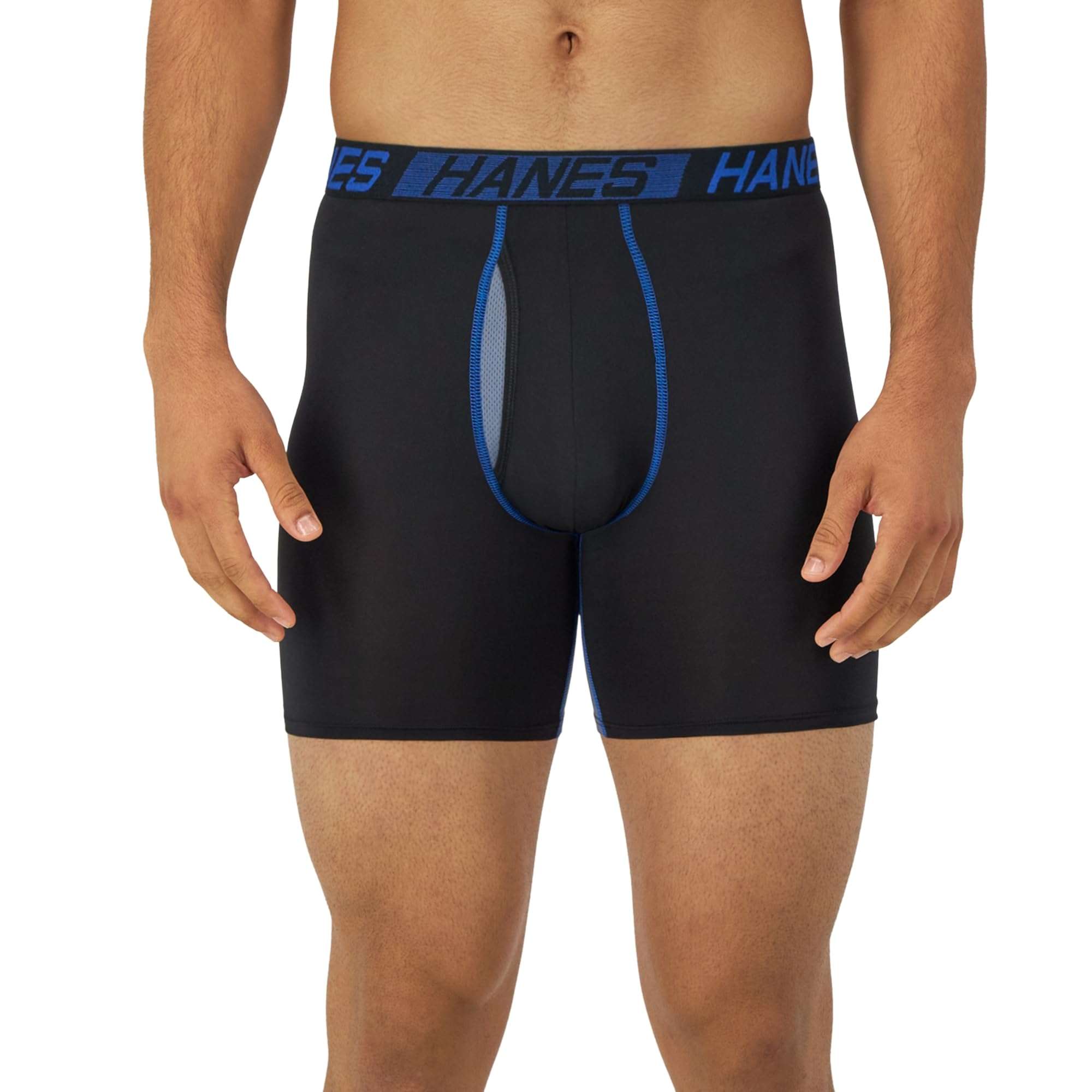 Hanes Men's Anti-Chafing, 3 Pairs, Cool & Breathable Cotton Pouch Underwear, Moisture-Wicking Boxer Briefs - Image 2