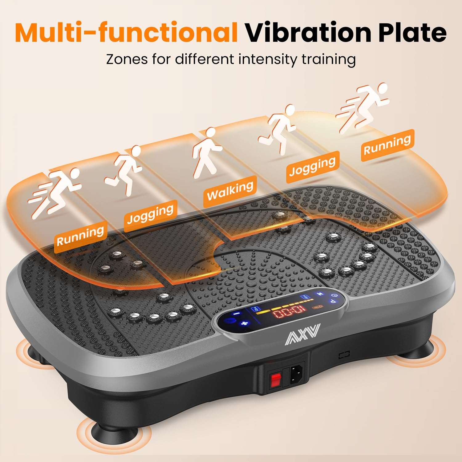 AXV Vibration Plate Fitness Platform Exercise Machine Vibrating Lymphatic Drainage Shaking Full Body Shaker Workout Vibrate Stand Shake Board Sport Gym for Weight Loss Fat Burner for Women Men - Image 8