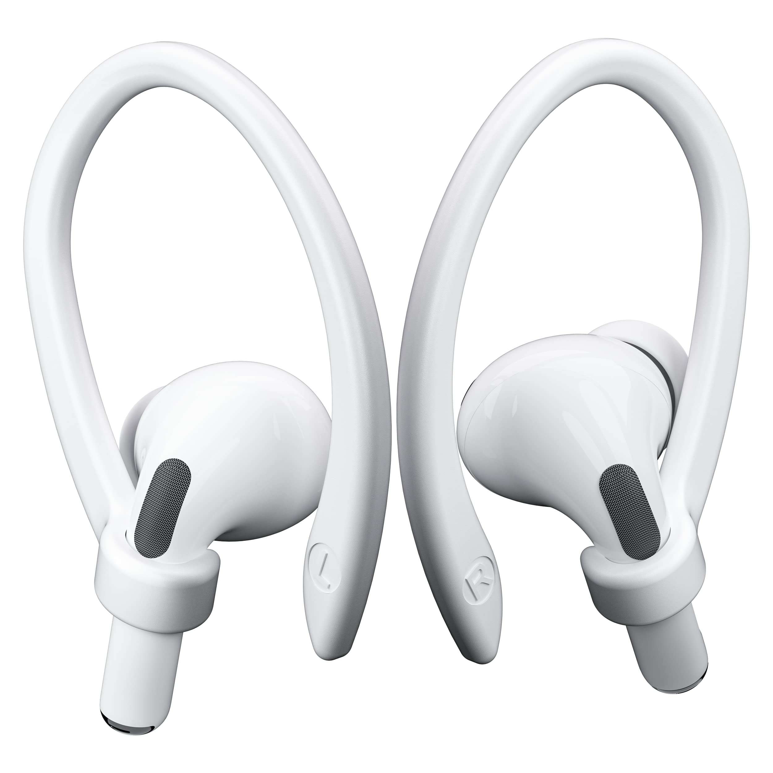 ICARERSPACE 2 Pairs AirPods Ear Hooks for AirPods Pro 3, AirPods Pro 2, AirPods Pro, AirPods 4, 3, 2 & 1, Upgraded Anti Slip Sports Clip Hooks for AirPods 1, 2, 3, 4,Pro, Pro 2, Pro 3 – White - Image 1