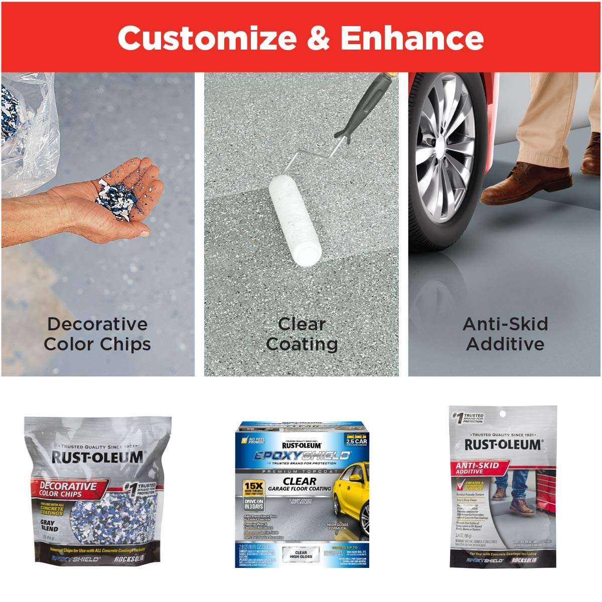 Rust-Oleum 251965 EPOXYSHIELD Garage Floor Coating Kit, 1 Car, Gloss Gray - Image 9