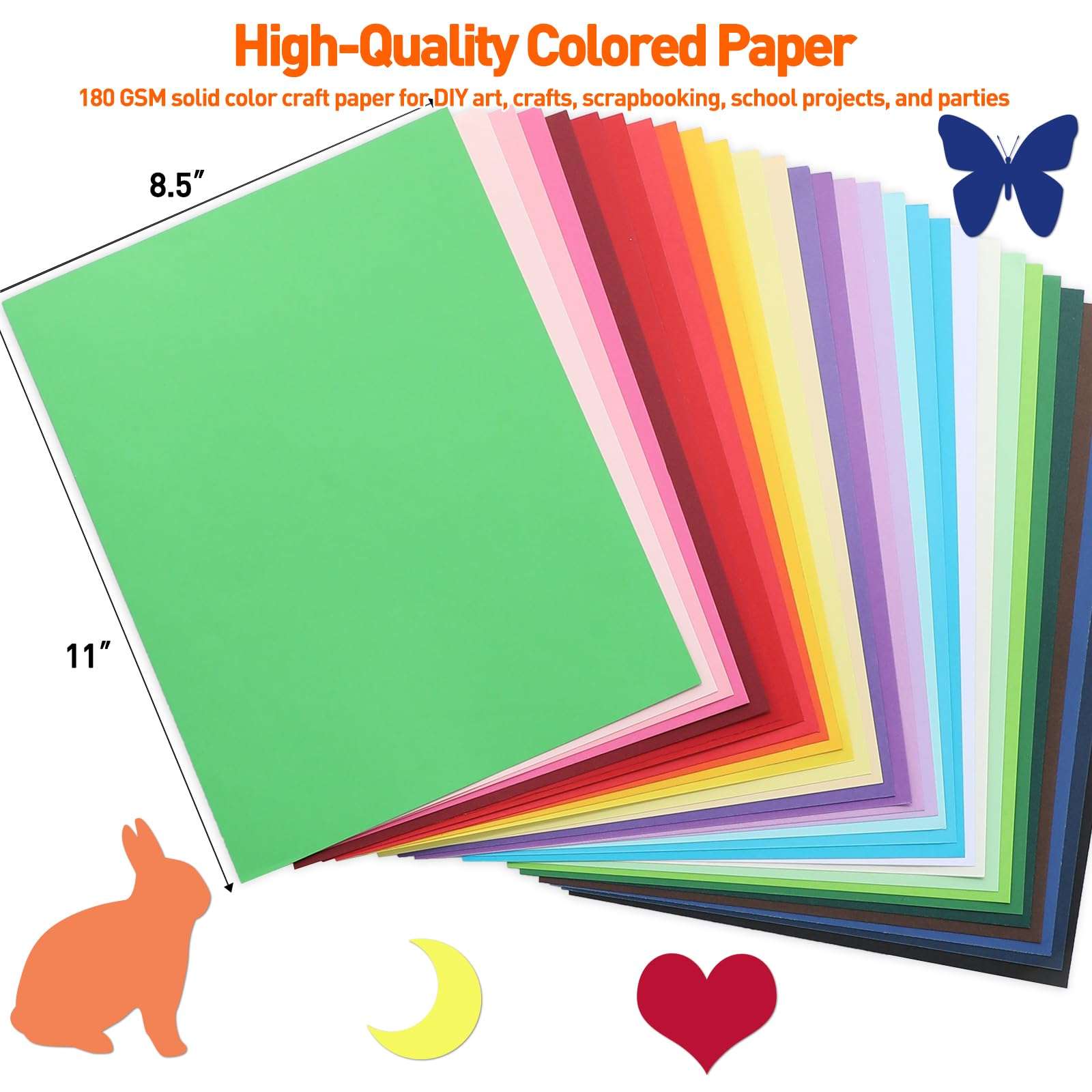 MAXECHO 8.5" X 11" Colored Cardstock Bulk 300 Sheets 30 Assorted Colors Construction Paper Card Stock Printer Paper for DIY Crafts, Kids School Supplies, Cricut, 180 GSM - Image 3