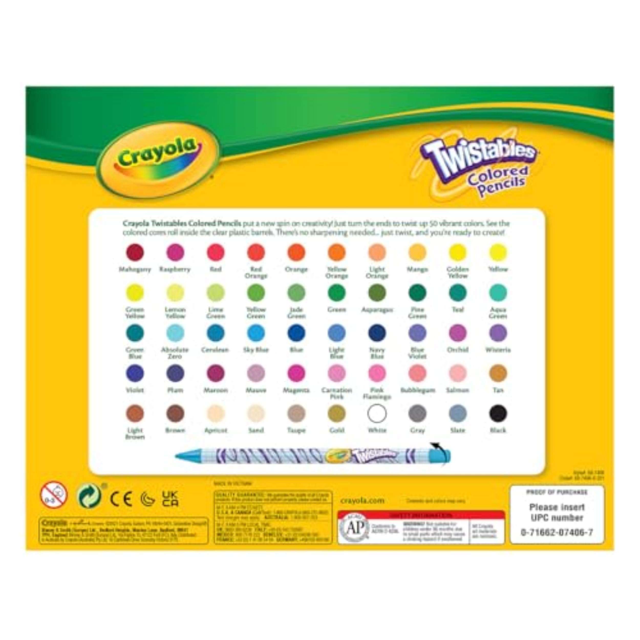 Crayola Twistables Colored Pencil Set for Kids (50ct), No Sharpen Coloring Book Pencils, Essential Classroom Supplies, Cute Back to School Gifts for Kids, 4+ - Image 7