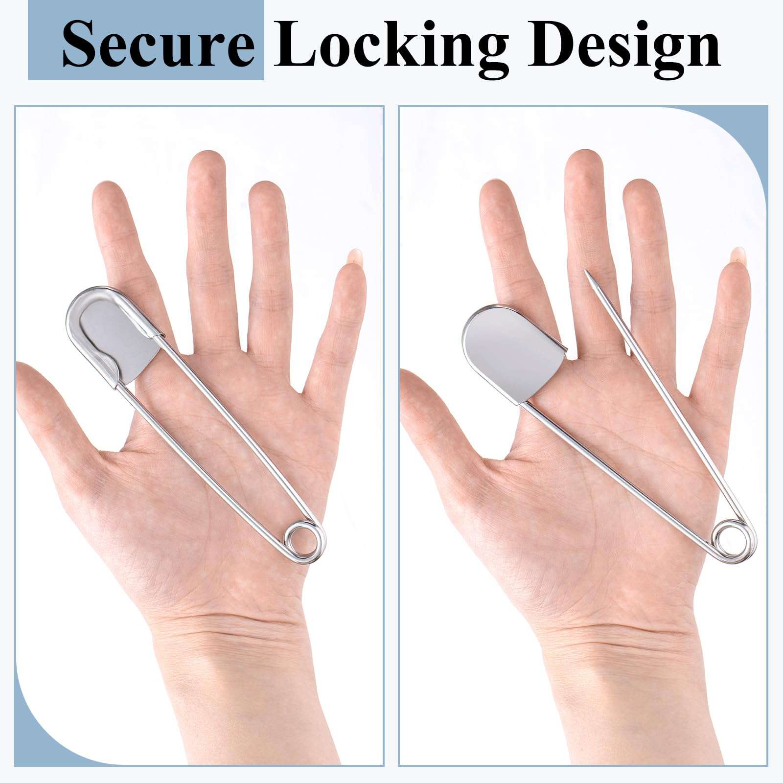 Juexica 10 Pcs 5 Inch Jumbo Stainless Steel Safety Pins Large Heavy Duty Huge Strong Laundry Pins for Upholstery Sewing Quilting Key Rings Craft Outdoor (Silver) - Image 5