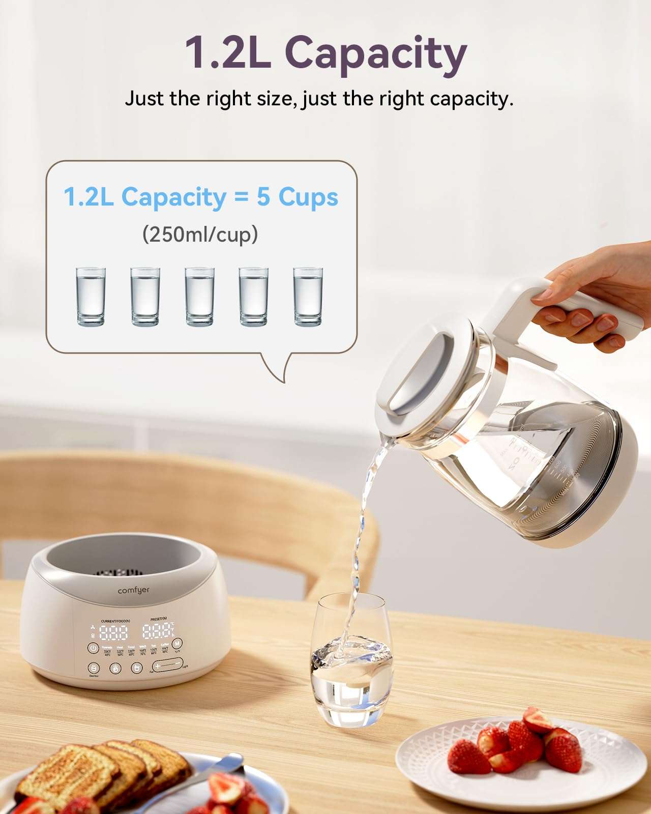 Bottle Warmer comfyer, Baby Bottle Warmer with Night Light & Faster Cooling Fan, Instantly Water Warmer, Tea Kettle Electric with 6 Temperature Control Presets, Feed Baby More Easier and Healthier - Image 6